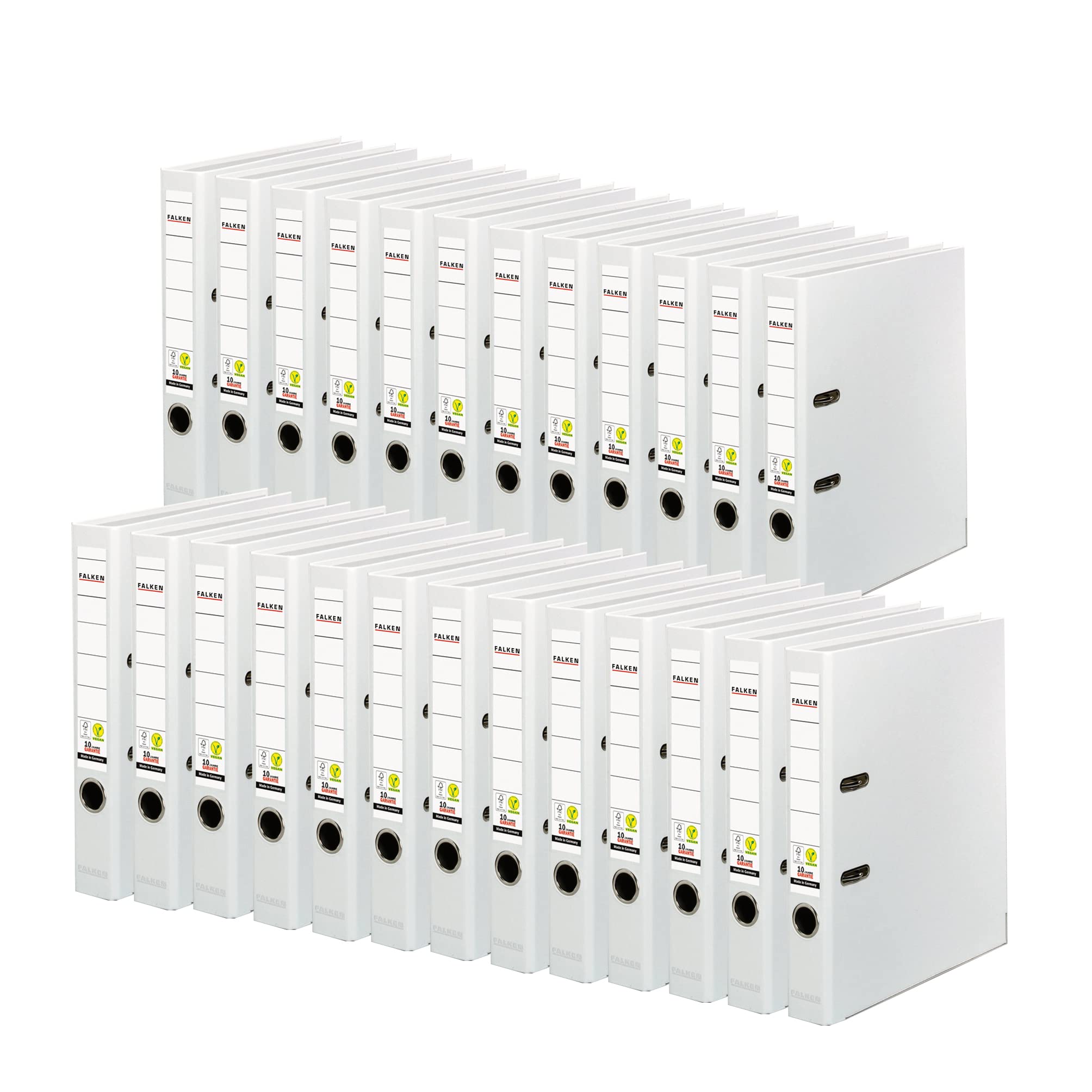 Exacompta Ref 09984121007F - FALKEN - Lima per arco a leva in PP vegano, adatta per documenti A4, dorso 50 mm, etichetta dorso, foro per dita in metallo, confezione da 25, colore: Bianco
