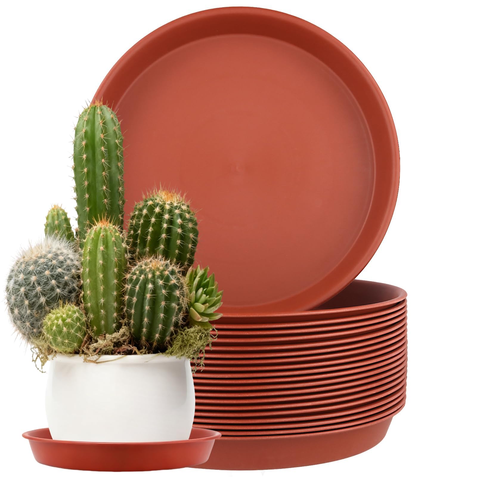 SENJEOK 20 PCS 30cm Red Flower Pot Saucers, 12 Inch Round Plastic Garden Plant Pot Tray for Indoor and Outdoor