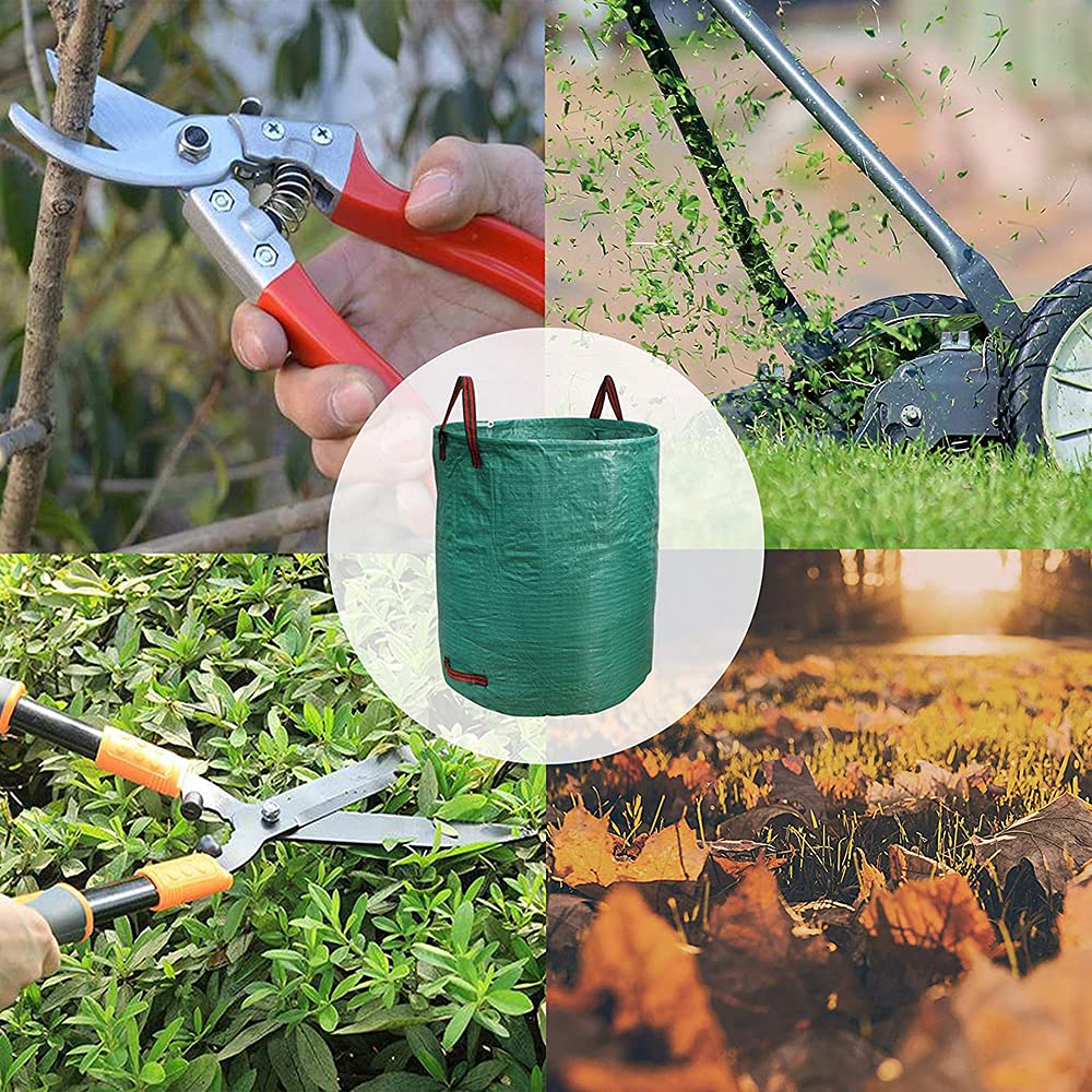 2 sacchetti per la spazzatura da giardino, 500 l, XXL, sacchetti per rifiuti da giardino, resistenti, pieghevoli e riutilizzabili, con manici antistrappo (2 pezzi, verde)