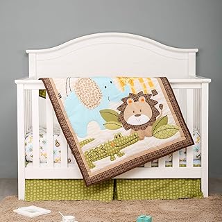 2 PCs Elphant Lion Giraffe Nursery Crib Bedding Set Quilt Fitted Sheet Forest Animal Themed Baby Cot Bedding Set