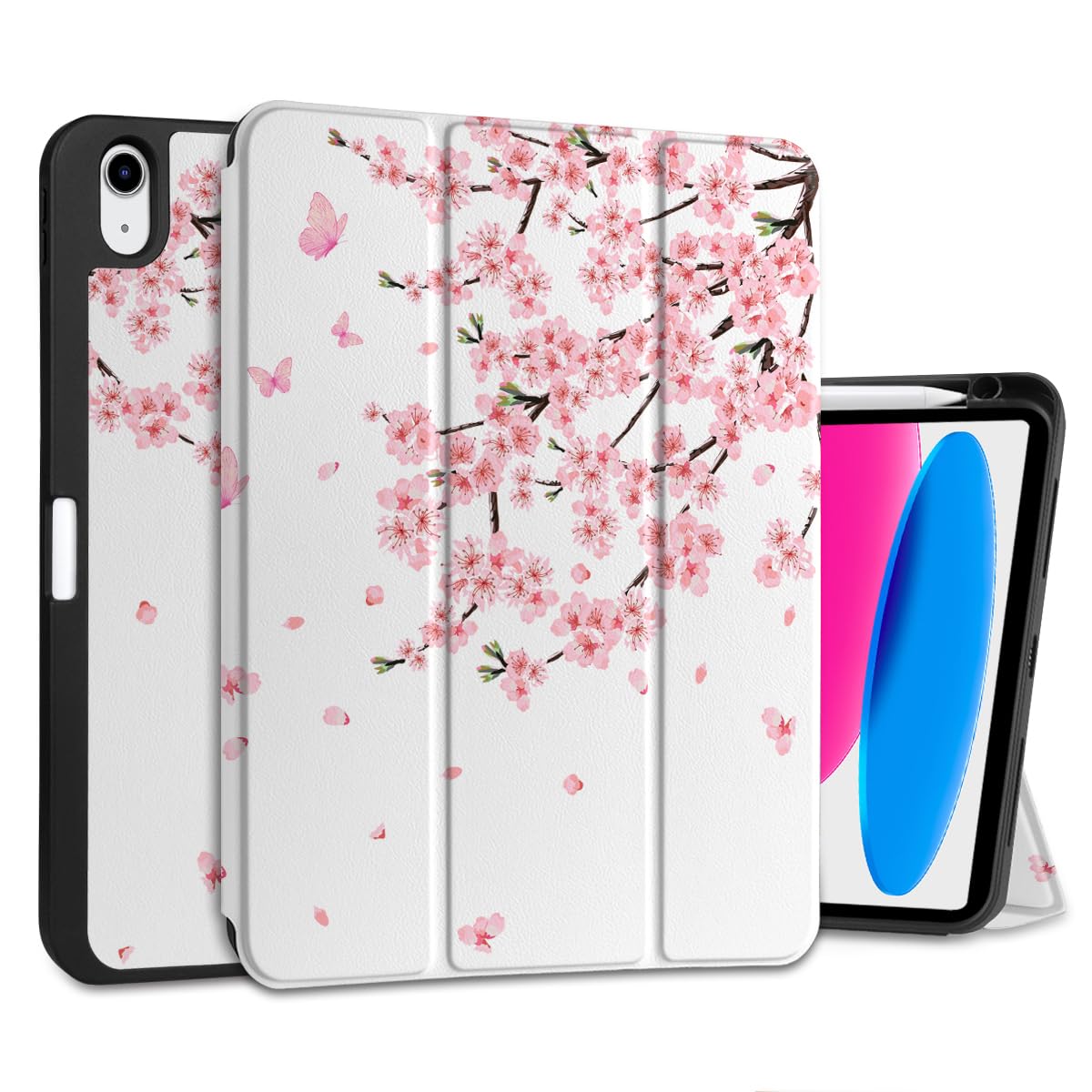 MEEgoodo Case for iPad A16 11th Generation 11 inch 2025/iPad 10th Generation 10.9 inch 2022, Tablet Cover with Trifold Stand + Pencil Holder + Auto