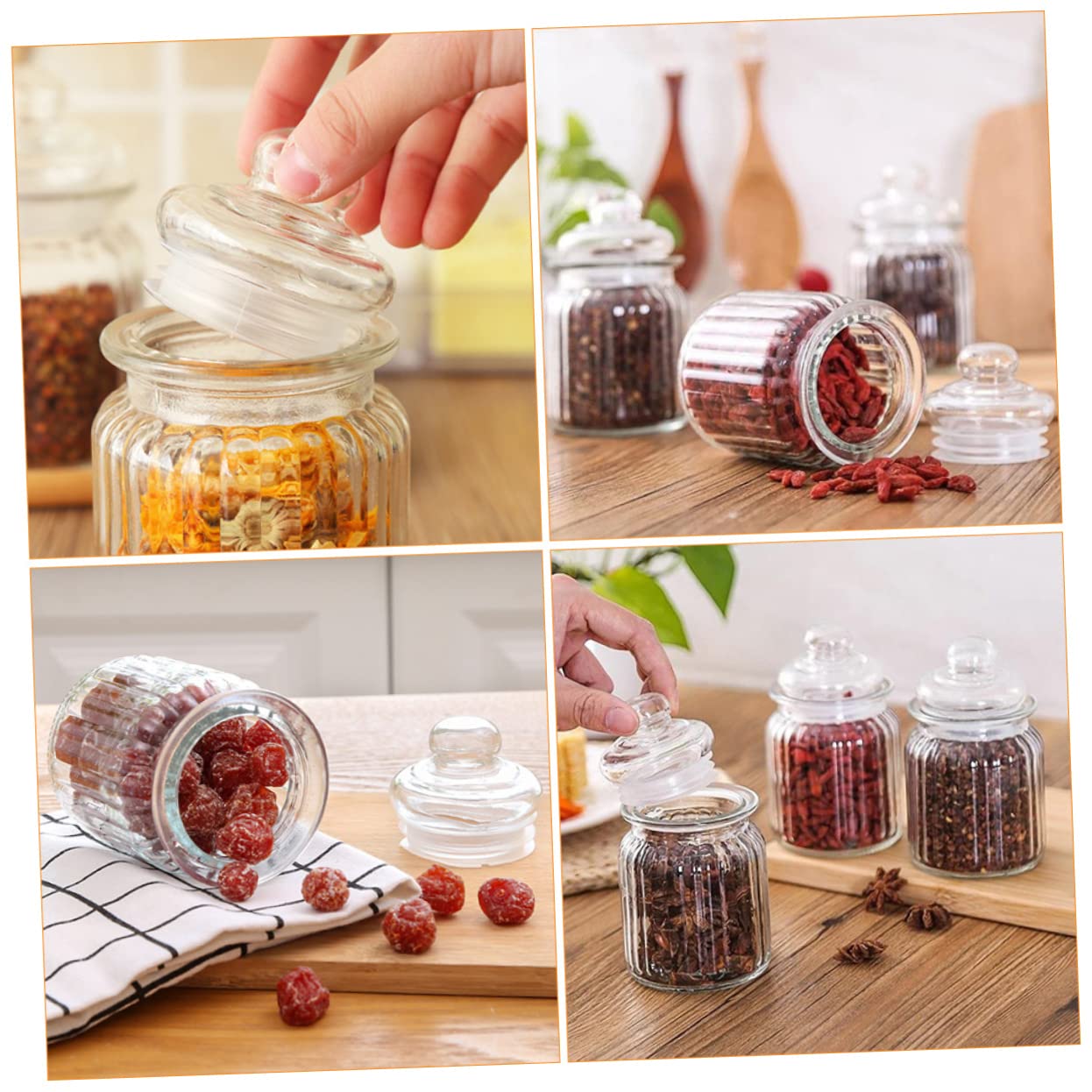 Alipis Set Di 4 Barattoli in Per La Conservazione Di Alimenti Contenitori Per La Conservazione Della Cucina Con Coperchio Sigillato Per Chicchi Di Caffè