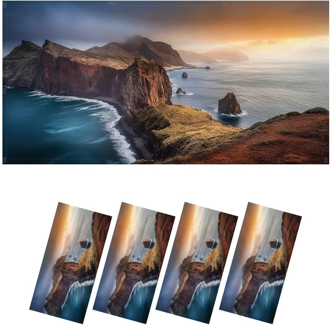 Fluorescent Light Covers for Ceiling Lights Nice ocean landscape Dramatic sunrise colorful cliffs Ponta Easy to Install Magnetic Light Filter for Classroom Office Hospitals School Home Decor
