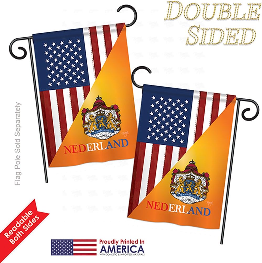 US Dutch Friendship Garden House Flags Kit Regional USA American Alliance World Country Particular Area Small Decorative Gift Yard Banner Double-Sided Made In 28 X 40