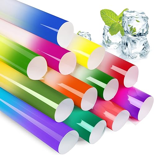 VINYLFROG - Paquete de 12 hojas de vinilo adhesivo que cambia de color, 12 x 12 pulgadas, paquete de vinilo permanente para manualidades, sensible