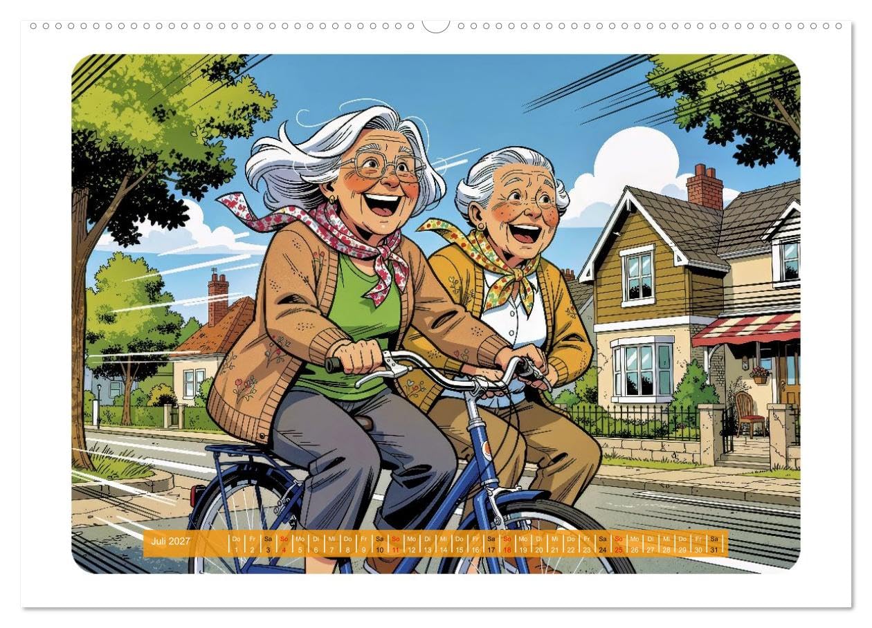 Charmante Rentner im Comic-Stil (hochwertiger Premium Wandkalender 2027 DIN A2 quer), Kunstdruck in Hochglanz: Fröhliche, liebevoll gezeichnete ... sie Gelassenheit. (CALVENDO Menschen)