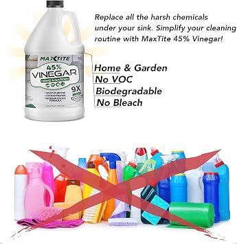 MAXTITE 45% Vinegar - Ultra-Strength Concentrate for Home & Garden Cleaning (1 Gallon Bottle)