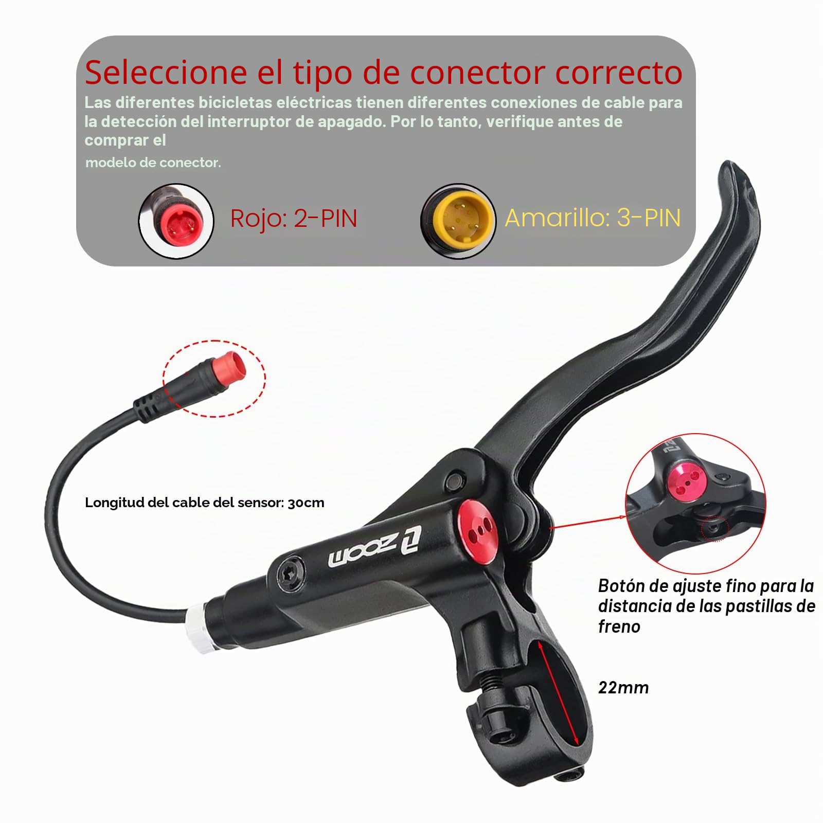 JFOYH Kit de Freno Hidráulico para eBike – Sensor de Corte 2/3 Pin Impermeable, Manetas y Pinzas Pre-Purgadas con Aceite Mineral, Discos de 160 mm, Fácil Instalación