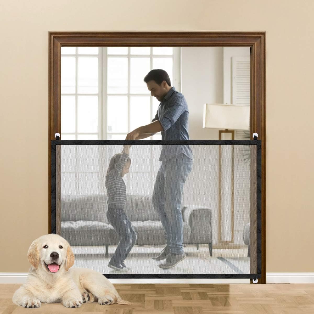 Magic Pet Gate for Dog Cat, Portable Folding Mesh Safety