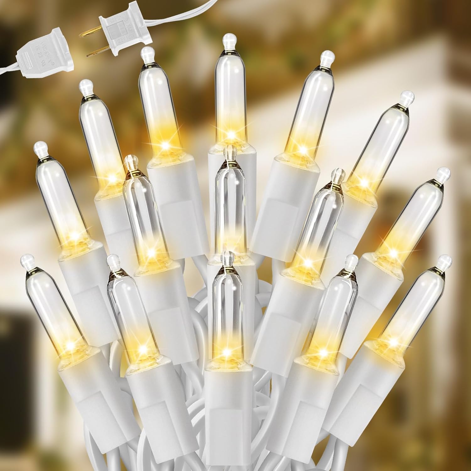 Christmas Lights, 33FT 120 LED Clear Christmas Tree Lights with White Wire, UL Certified Mini String Lights, Waterproof Xmas Fairy Lights Connectable for Indoor Outdoor Patio Party Decor, Warm White Christmas Lights, 33FT 120 LED Clear Christmas Tree Lights with White Wire, UL Certified Mini String Lights, Waterproof Xmas Fairy Lights Connectable for Indoor Outdoor Patio Party Decor, Warm White