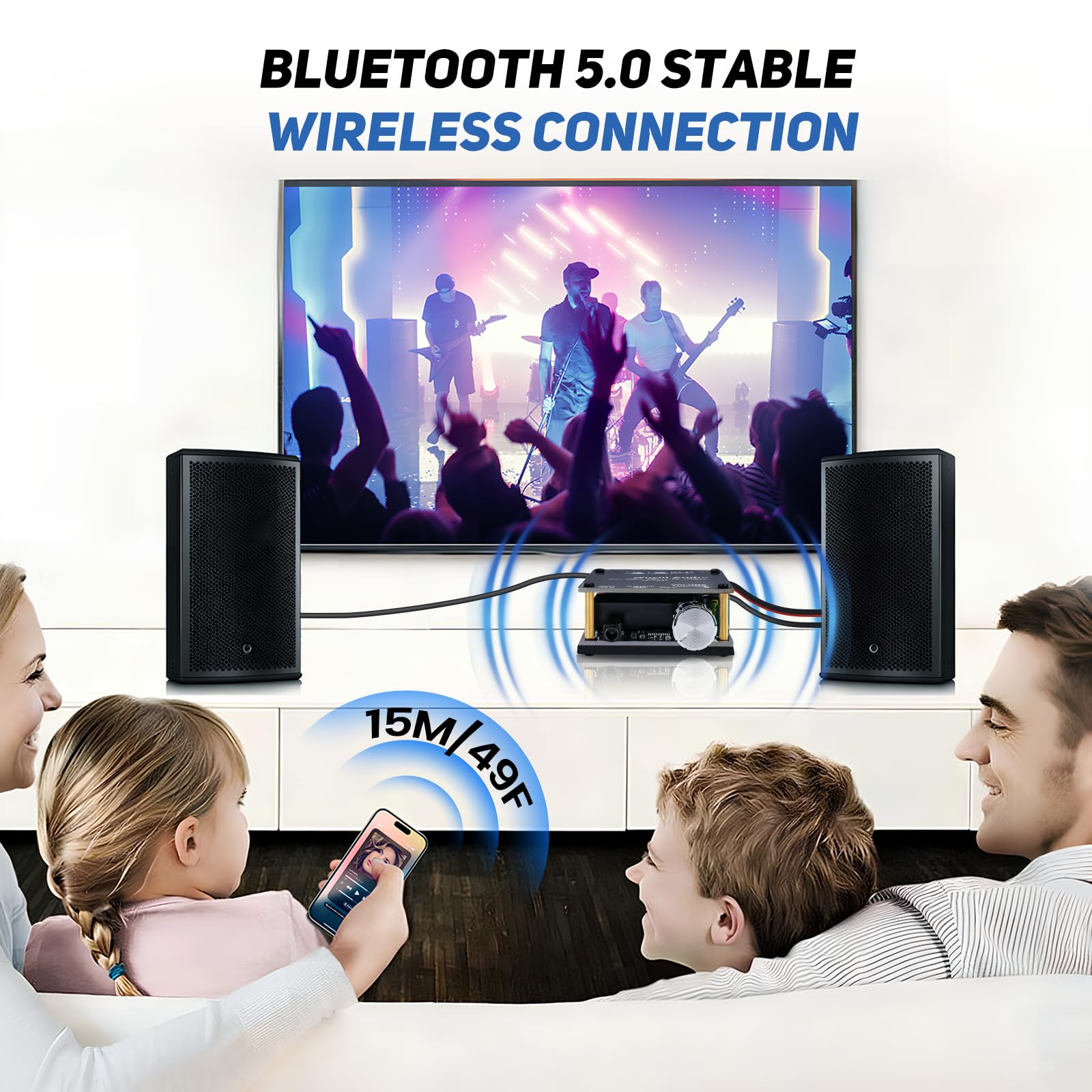 Scheda amplificatore audio Bluetooth 200 W TPA3116,2 x 100 W con filtro LC,Stereo Hi-Fi Digital Amp 2.0 Channel,DC 8-24 V, connessione silenziosa senza password per telefono, per casa o nomade