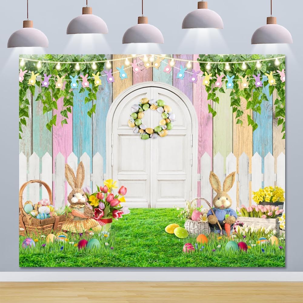 Frühling Ostern Fotohintergrund 3 X 2,4 M – Vinyl Mit Gras & Rosa Blumenzaun-Motiv | Für Baby-Shooting, Geburtstag & Party-Deko