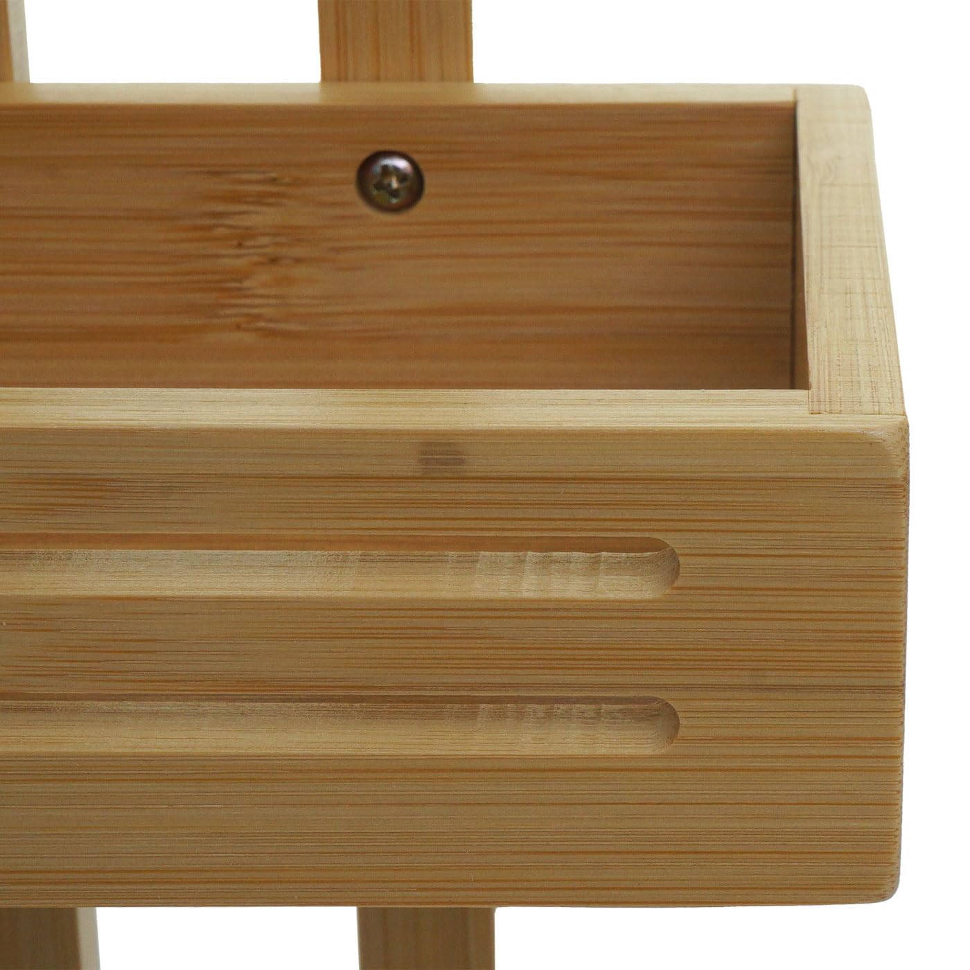 Mensola con 2 cestelli portaoggetti da Appendere Sapone Bagno Doccia HWC-M23 Legno bambù 69x22x13cm