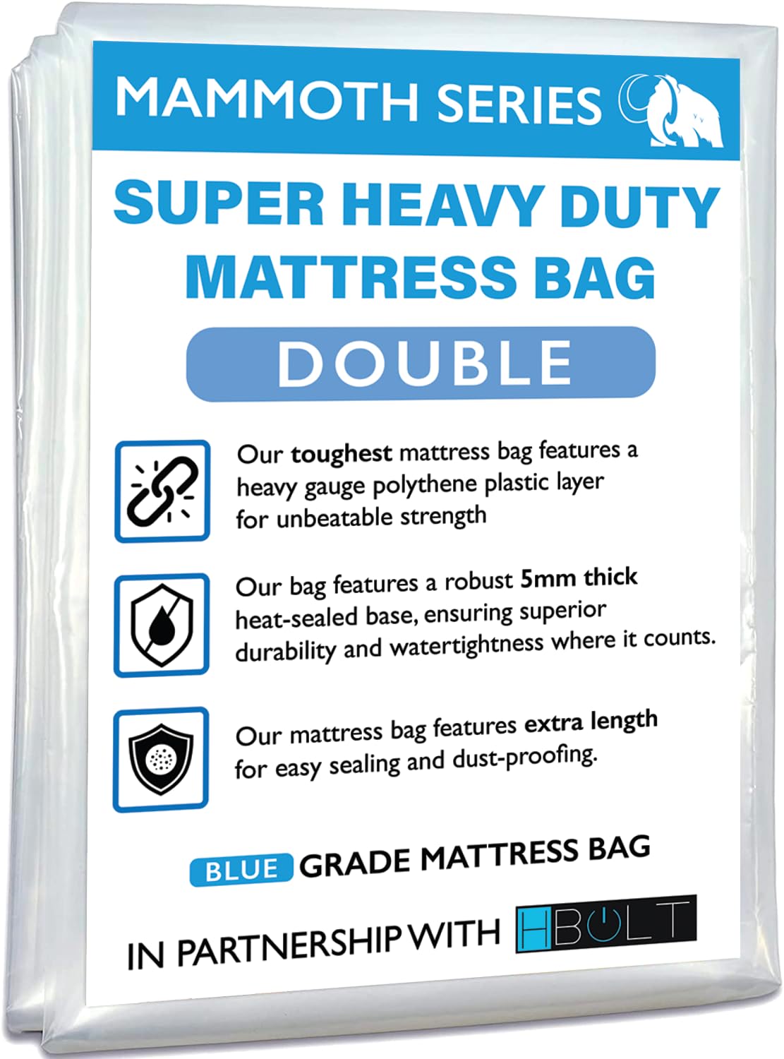 H-Bolt As Image Mammoth Premium Mattress Storage Bag – Robust Protection For Moving & Storing – Shields Against Dust, Stains, And Pests (Double - Pro)