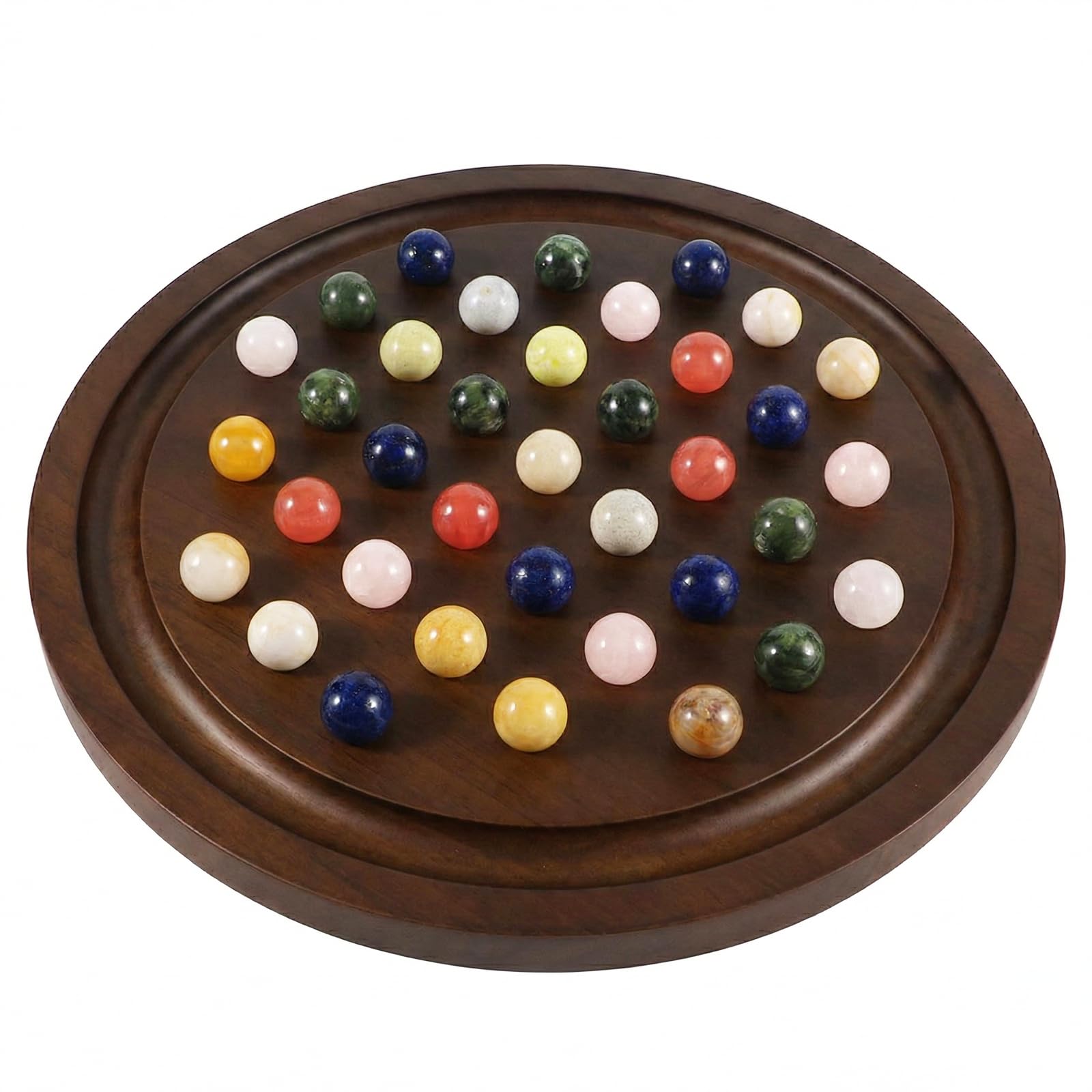 Bigjigs Toys Wooden Solitaire Marble Game | Puzzle Board Set With