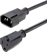 Vista 4 de StarTech.com Cable de extensión de alimentación de 1 pie (1.0 ft), IEC C14 a NEMA 5-15R, 10A 125V, 18AWG, paquete de 10, cable de extensión