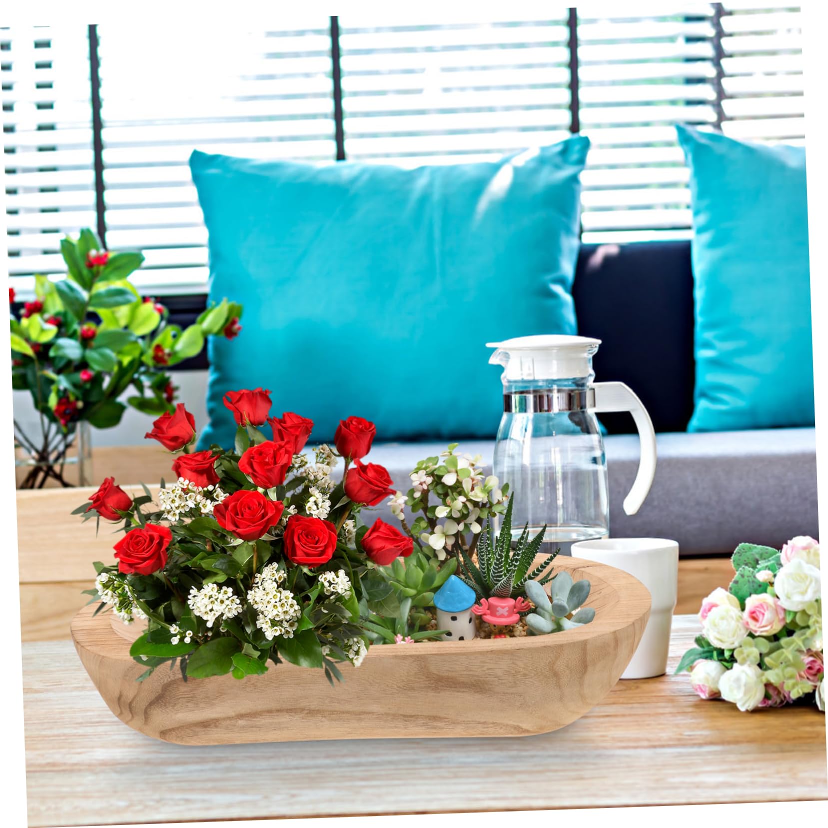 PRETYZOOM Cuenco Decorativo De Madera Rústica, Cuenco Para Masa De Madera Natural, Centro De Mesa Artesanal, Decoración Hogar, Pieza Única Para Adornos y Velas