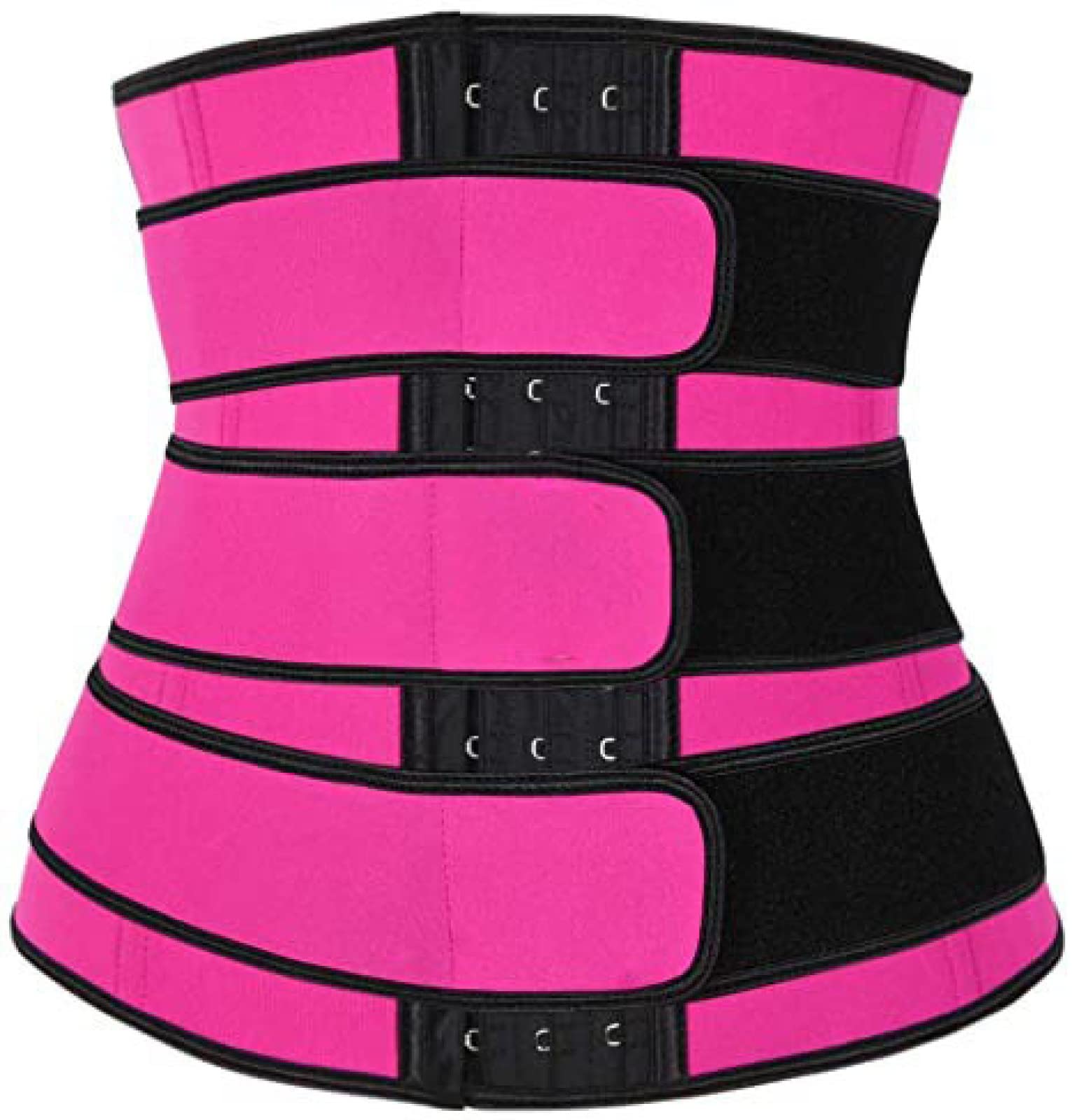 Schweißgürtel Taillengürtel Taillentrainer Gummitauchen, Schwitzen, Fitness Bund Unterstützung Reißverschluss Unterstützung Reißverschluss, 3 Taillenband 9 Stahl Knochen, Rose Red 3 Buckle XXXL