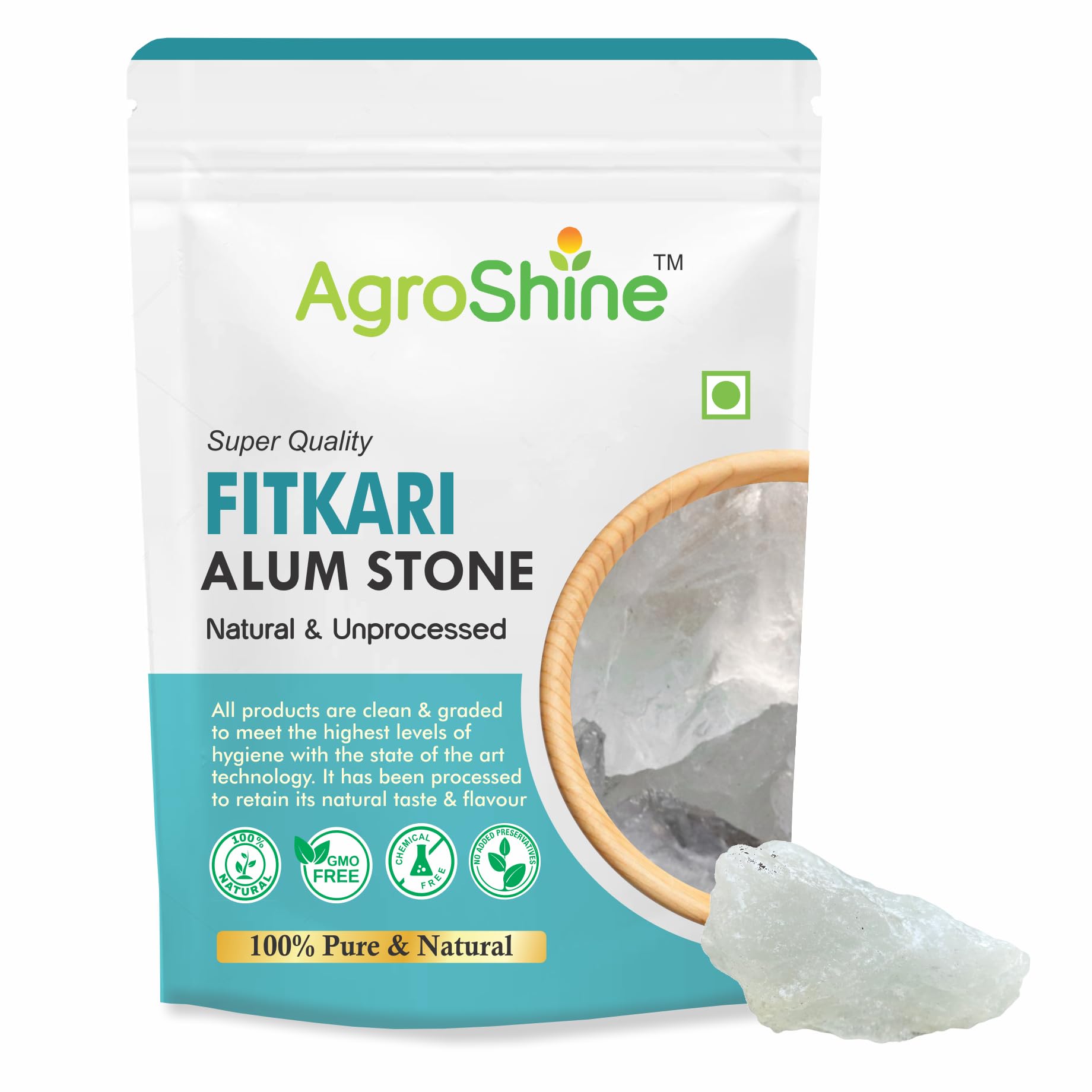 Agroshine Natural Fitkari Stone For Skin - 100 gm, Shaving Alum Stone | Phitkari Alum Stone For Underarms, White Phitkari After Shave Fitkari For Face, Vastu (100 gm) (B0D5DHXP95) Amazon Price History, Amazon Price Tracker