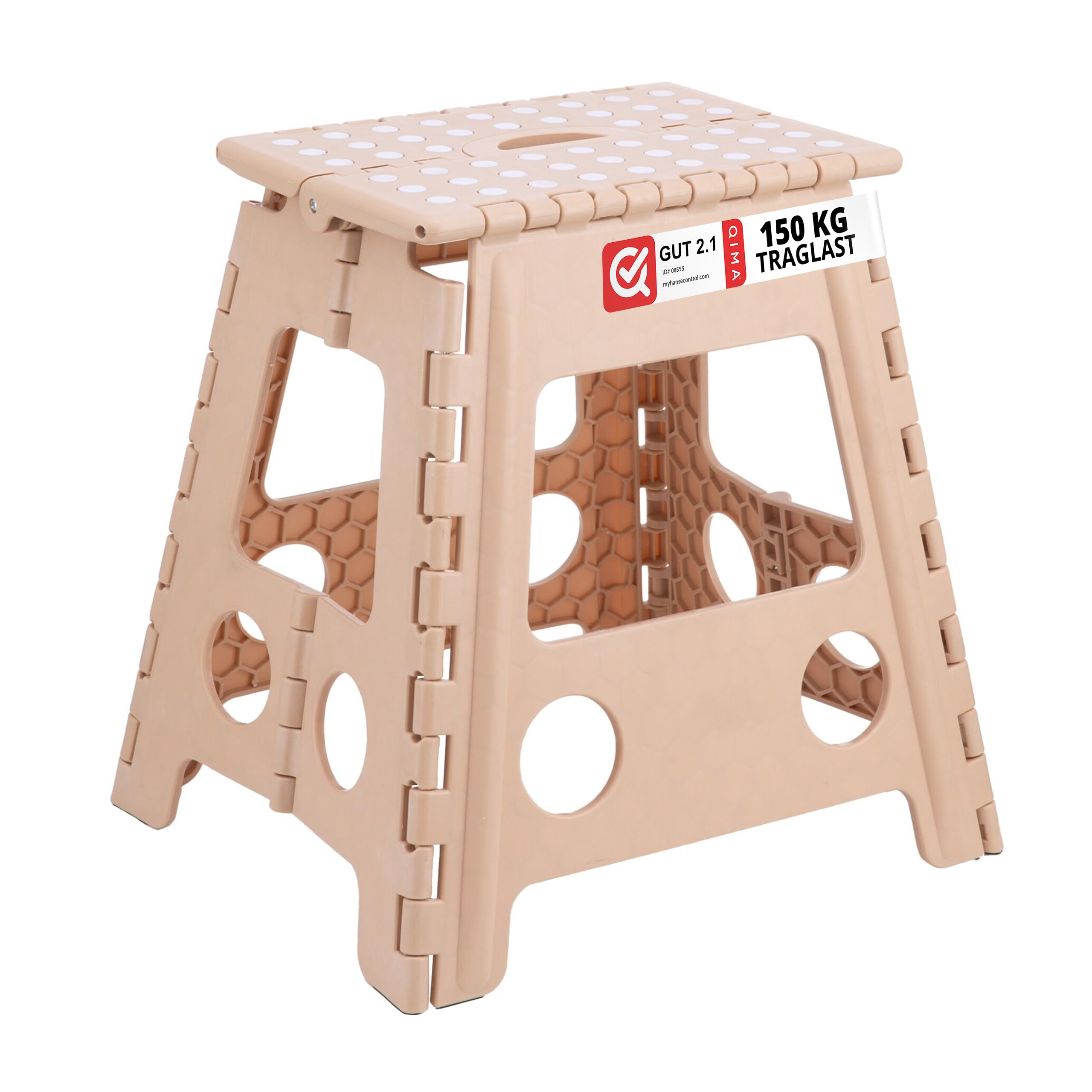 Relaxdays XL Folding Stool, Portable, Large Bathroom Step Stool, For up to 120 kg, Plastic, 39.5 cm Tall — image 1