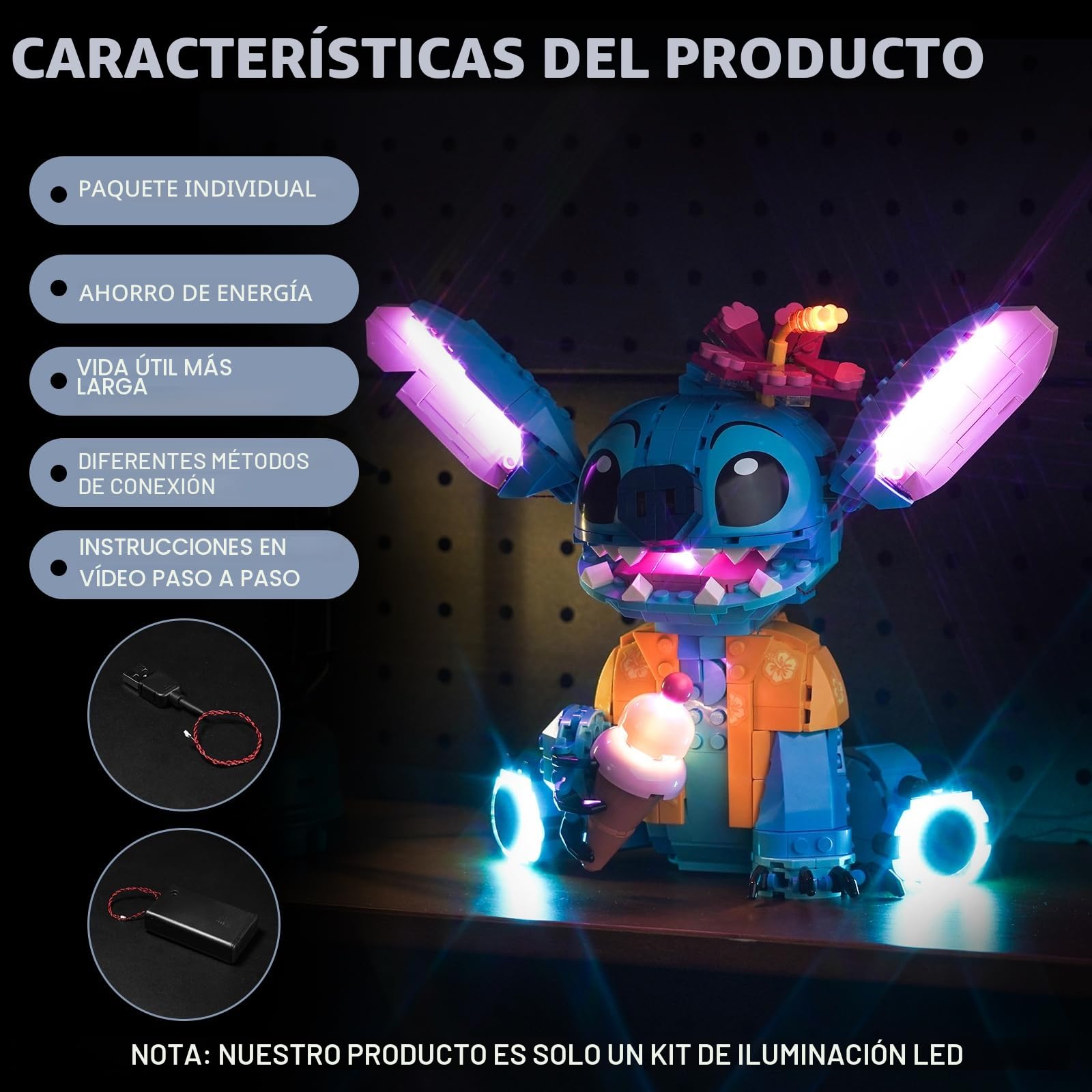 Kit de iluminación led decorativa compatible con Lego 43249 Stitch (sin modelo), juguetes creativos