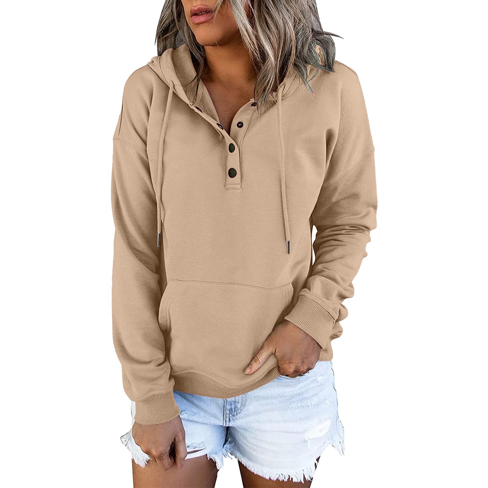 Gkojhj Women's Oversized Hooded Jacket Women's Long Outwear Elegant Basic Long Sleeve Shirt Long Coat Jacket Plain Sweat Jacket Teenager Girls Autumn Hooded Jumper