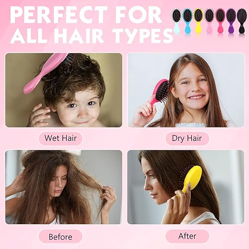 Miniatura 5 de Gerrii Juego de 70 mini peines para cabello húmedo, 35 cepillos desenredantes pequeños, cepillo desenredante de viaje, 35 peines de plástico