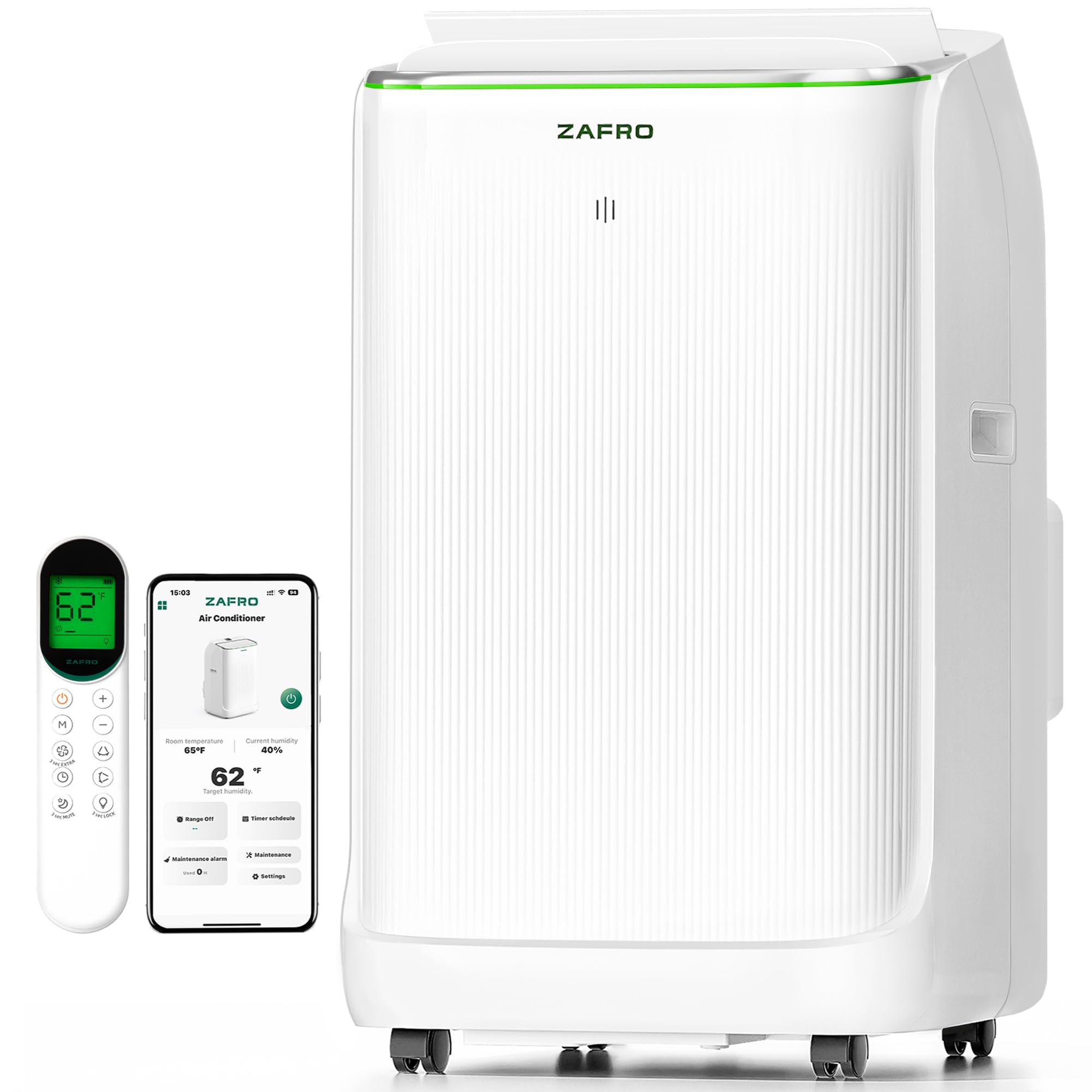 Photo 1 of ZAFRO Smart Inverter Portable Air Conditioners, 16000 BTU (12000 BTU SACC) Dual Hose Portable AC Unit with Energy Saving/Ultra Quiet(38dB Upgraded)/Drainage-free Cool/APP/Remote for Multi-Scenario Use
