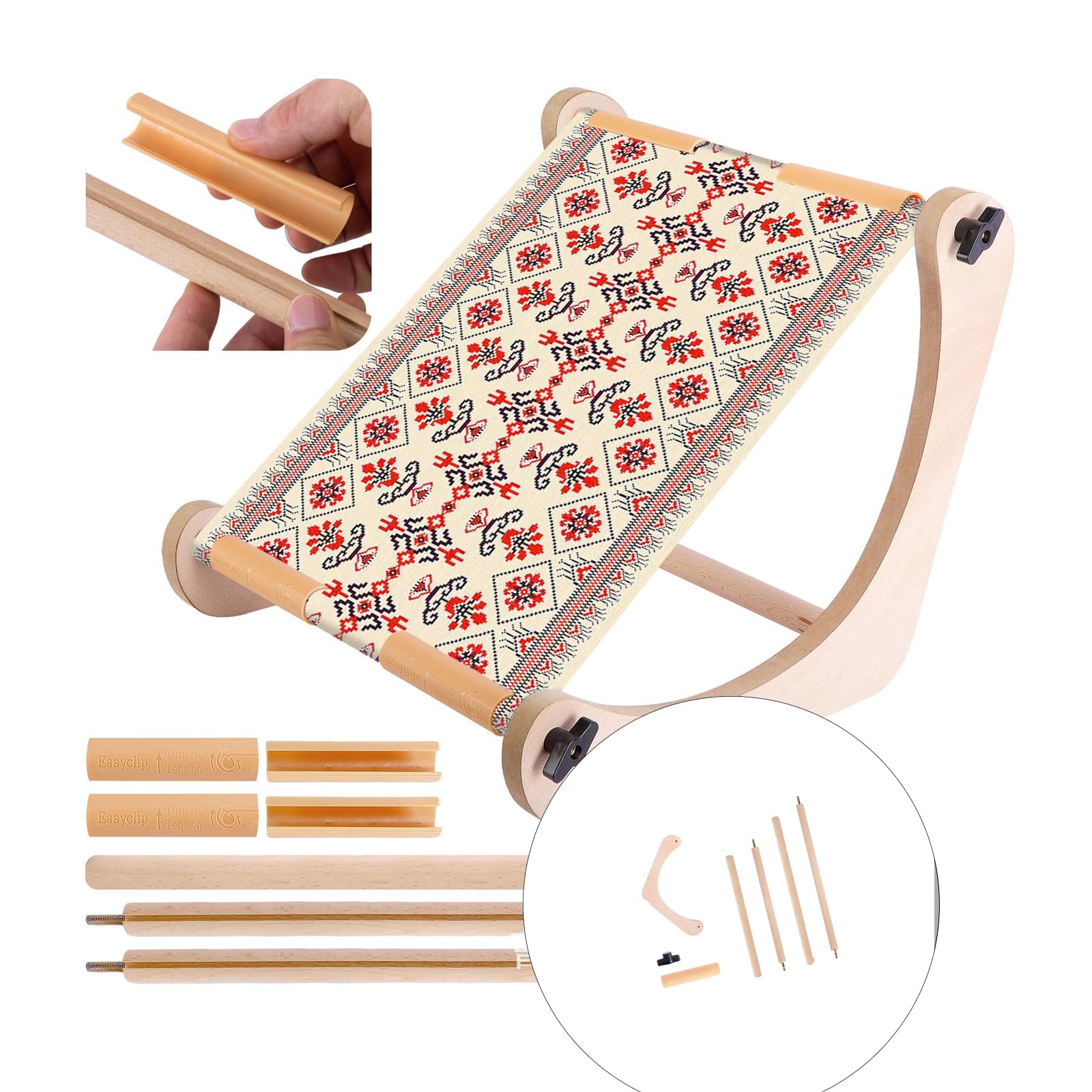 Bastidor de bordado ajustable con función de rollo, bordado de madera para costura, manualidades, tapiz, manualidades, rollo de madera
