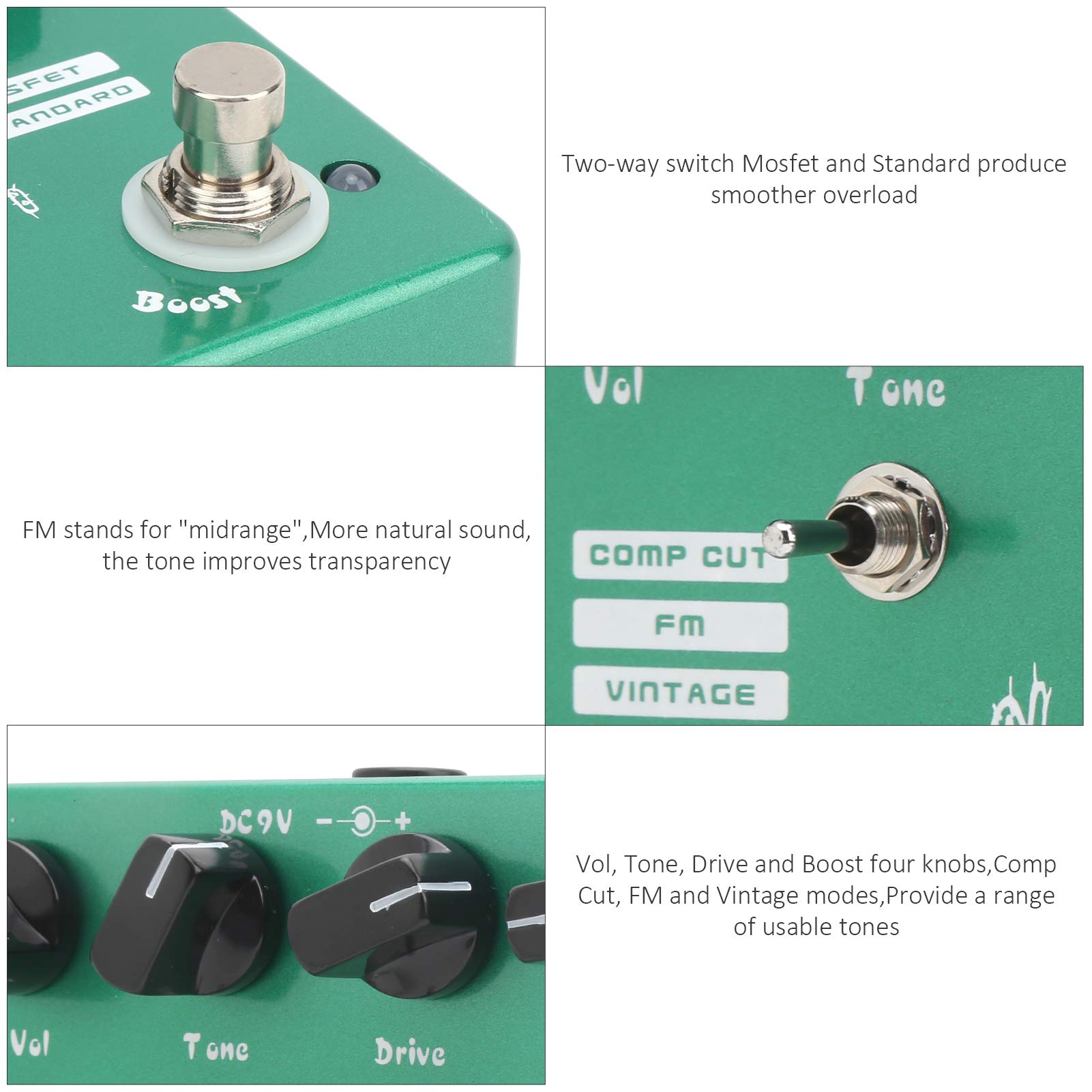 Pedał Overdrive, Pedał Gitarowy Overdrive Gitara Elektryczna Efekt Klasyczny Pedał Overdrive Pedał Gitarowy Akcesoria do Instrumentów Muzycznych do Gitary Elektrycznej