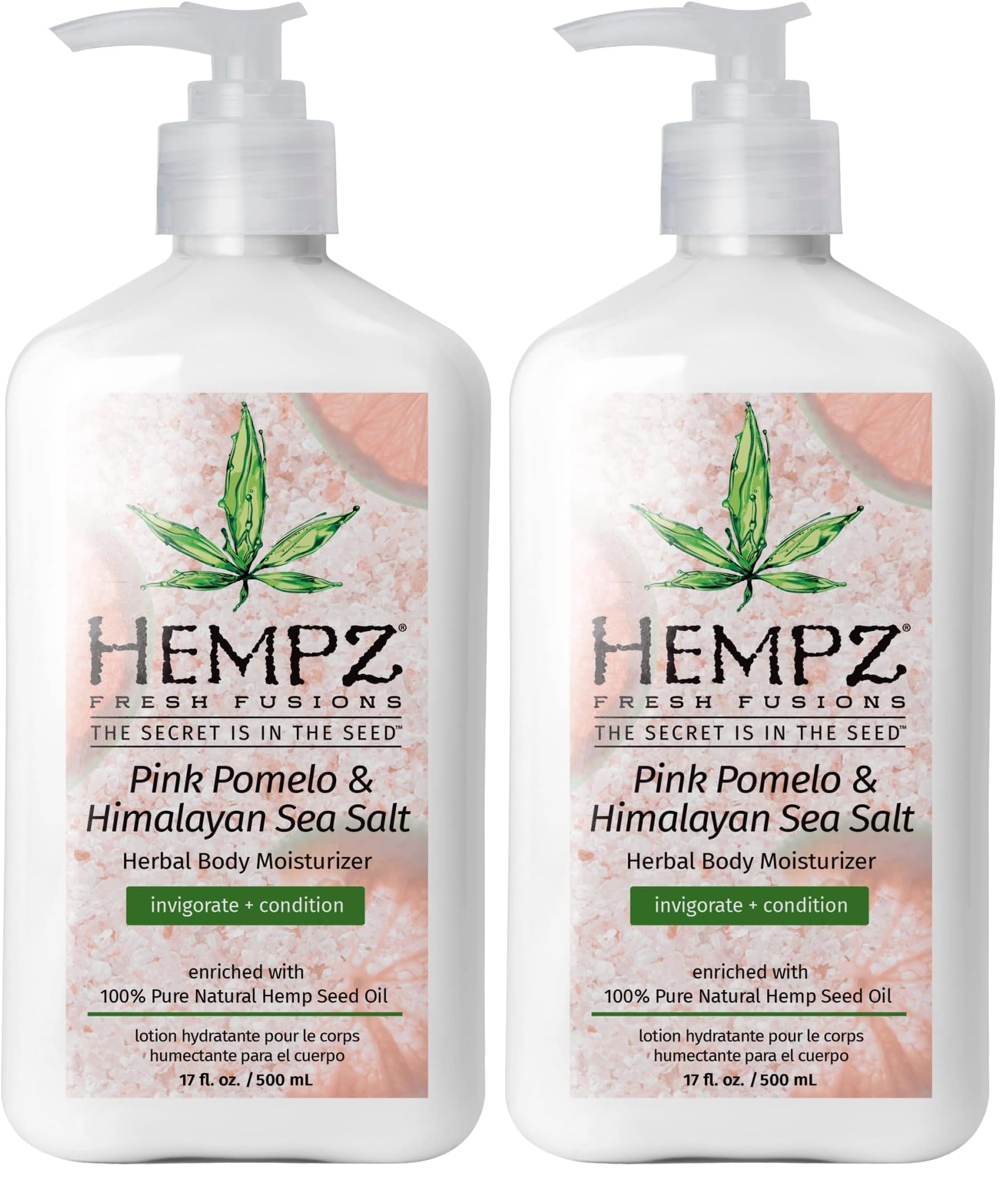 HEMPZ Body Lotion Pink Pomelo & Himalayan Sea Salt Daily Moisturizing Cream, 17 Fl Oz: Pink Pomelo 17 Ounce (Pack of 2)
