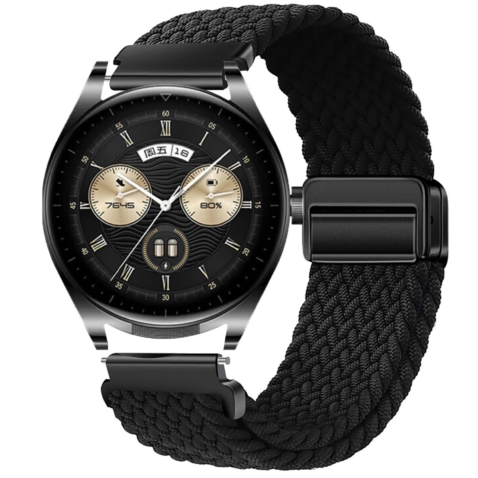 GIOPUEY Magnetic Bands Compatible with Huawei Watch Buds, Soft Nylon Woven Strap [Unisex] [Breathable] - Black