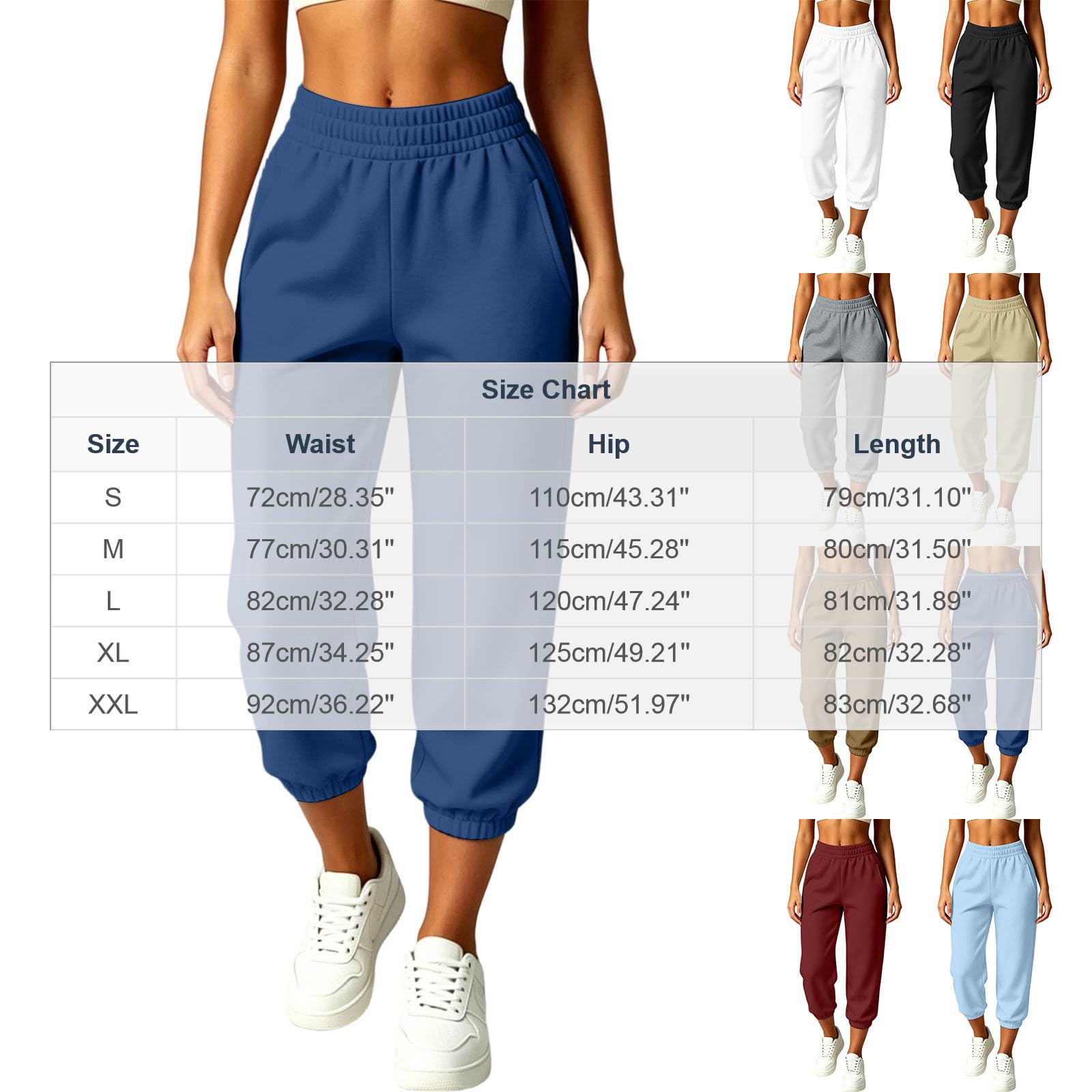 Generico Pantaloni Tuta Donna Pantloni Cotone con Elastico in Vita Morbidi Pantaloni da Corsa con Tasche a Gamba Dritta Pant Baggy Tinta Unita Pantalone Larghi a Vita Alta per Yoga e Fitness
