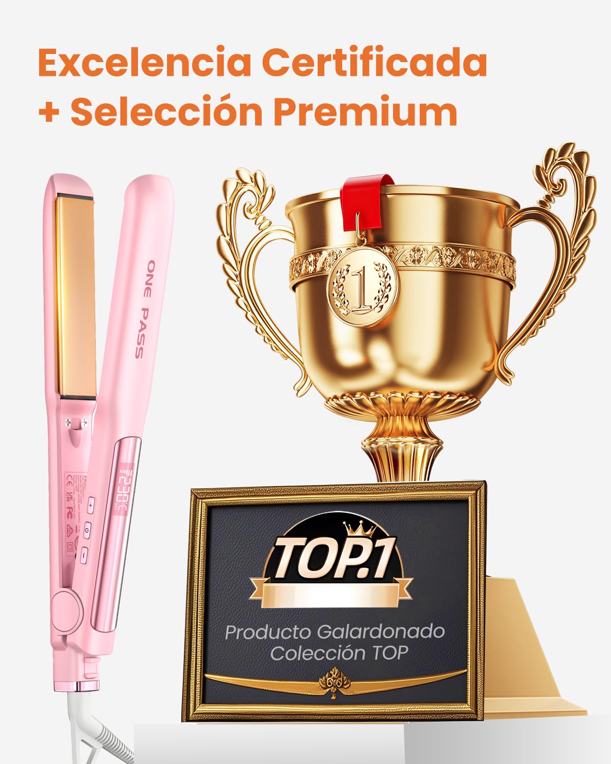 Faszin Planchas del Pelo 2 en 1, Calienta en 20s Plancha Pelo | de Titanio con Iones Plancha de Pelo, Pantalla LCD Clara, Ideal para Alisar, Rizar y crear Ondas -Rosado