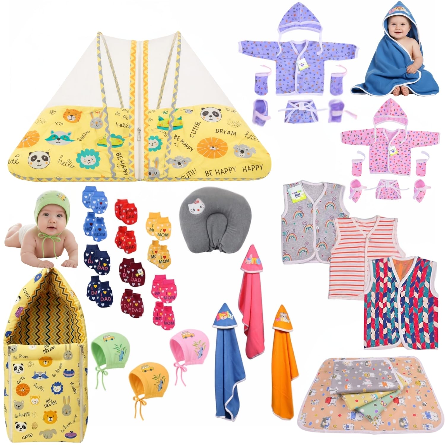 Toddylon 24 in 1 Gift Gift Combo for New Born Baby | Baby Clothes | Bedding Set for Just Born|Infant Essentials |Complete Daily Items Combo for Baby Boy & Baby Girl (0-6 Months, Yellow)-image-9
