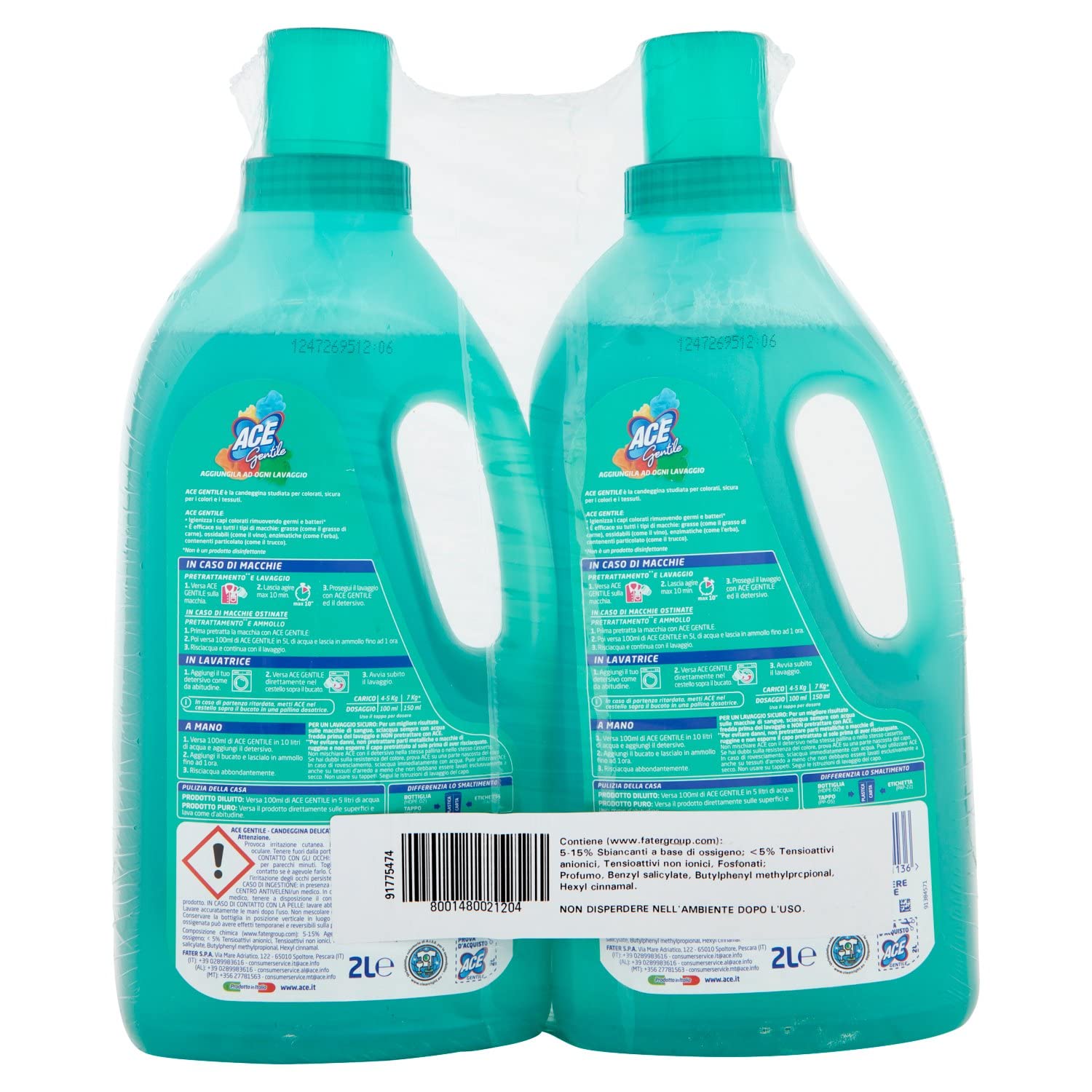 ACE – Aimable, Javel pour colorés et délicats, 2 l – [Lot de 2]
