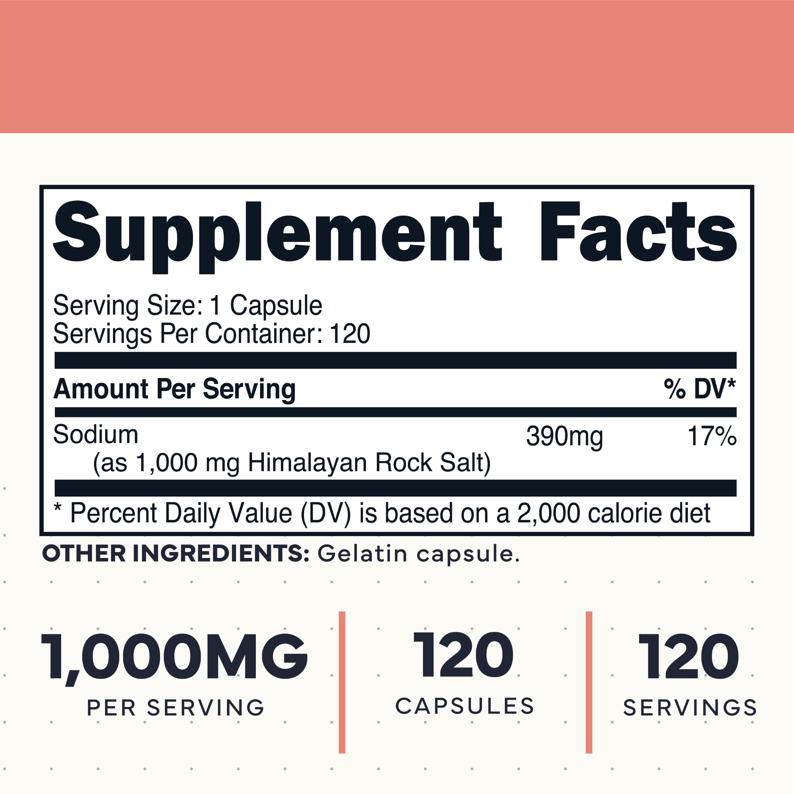 Type Zero Himalayan Rock Salt Capsules (1,000mg) 120 Capsules — Amazon image 2