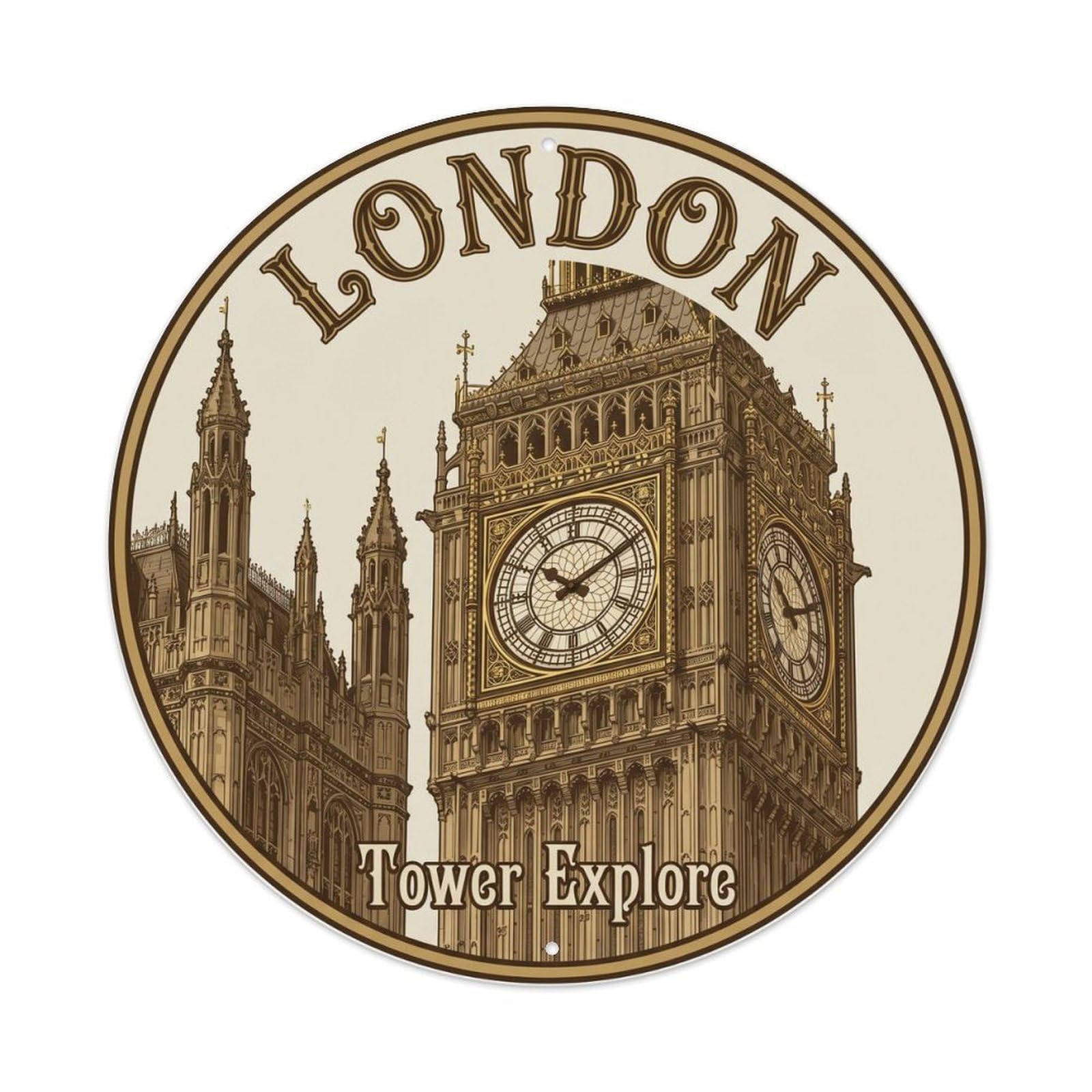 Fqcyn Style Vintage Travel London Tower Explore Metal Tin Sign