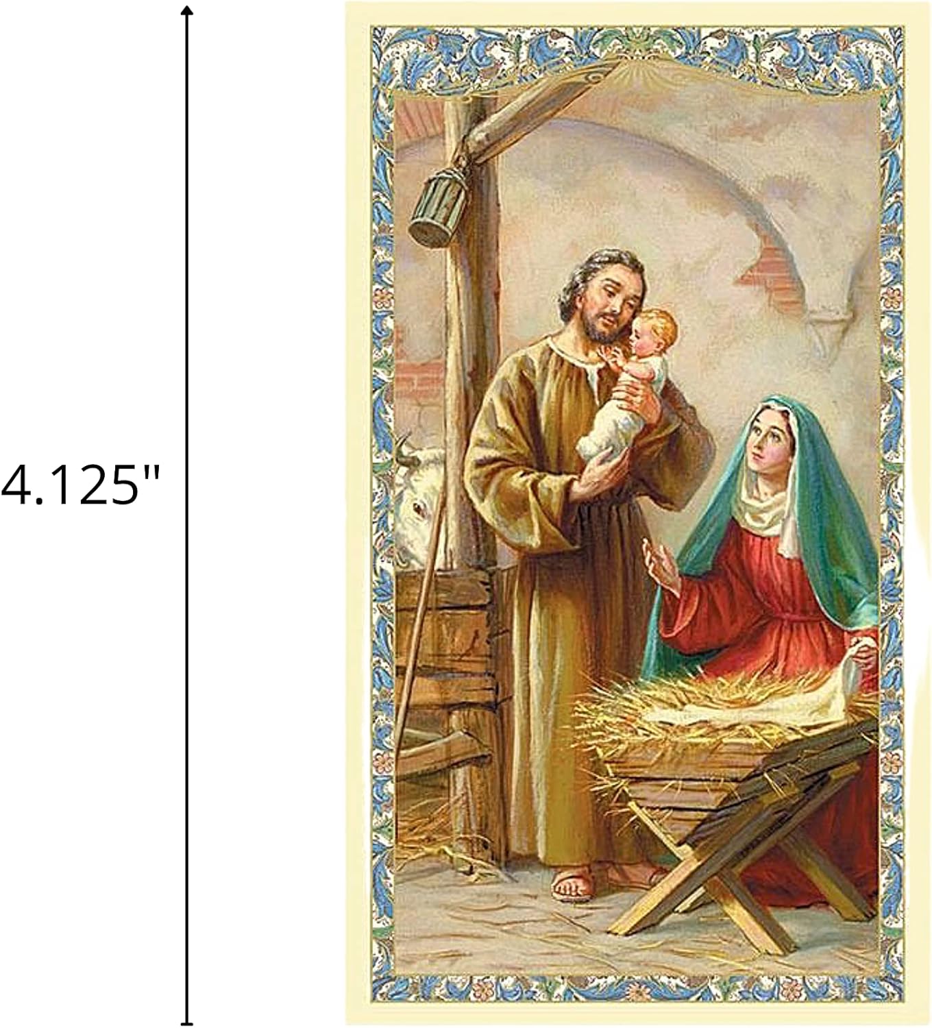 Needzo Bulk Nativity Christmas Prayer Card, Religious Holiday Catholic Blessing Cards with Holy Family, 100 Pack, 4.125 Inches