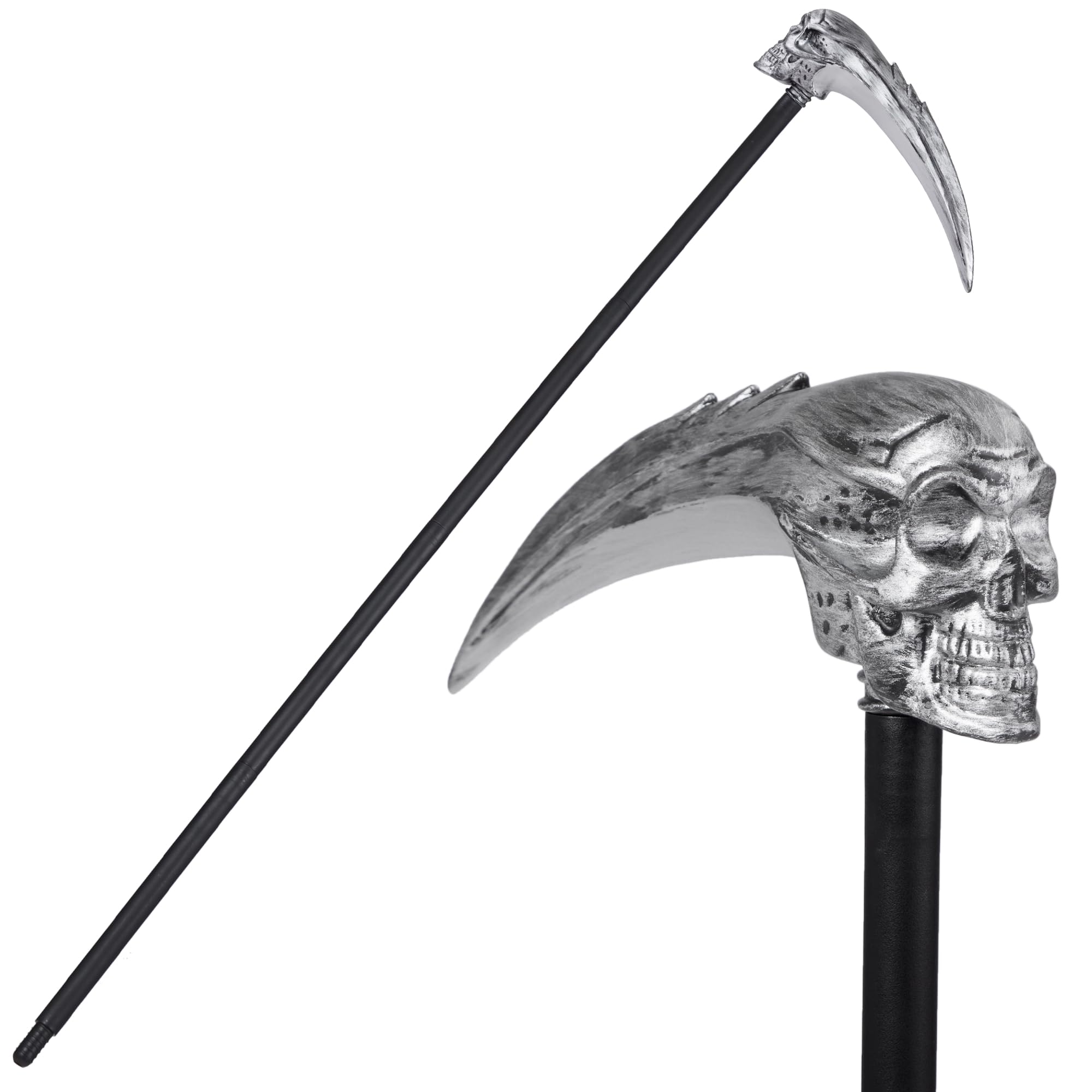 Spooktacular Creations Halloween Grim Reaper Scythe, Skeleton Scythe Staff for Halloween Party Costume Accessories, Fake Plastic Skull Scythe Weapon for Kids Women Men Dress Up