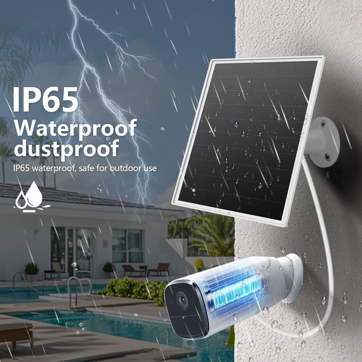 Panneau Solaire 8W Pour Caméras Sécurité | Chargeur USB Extérieur