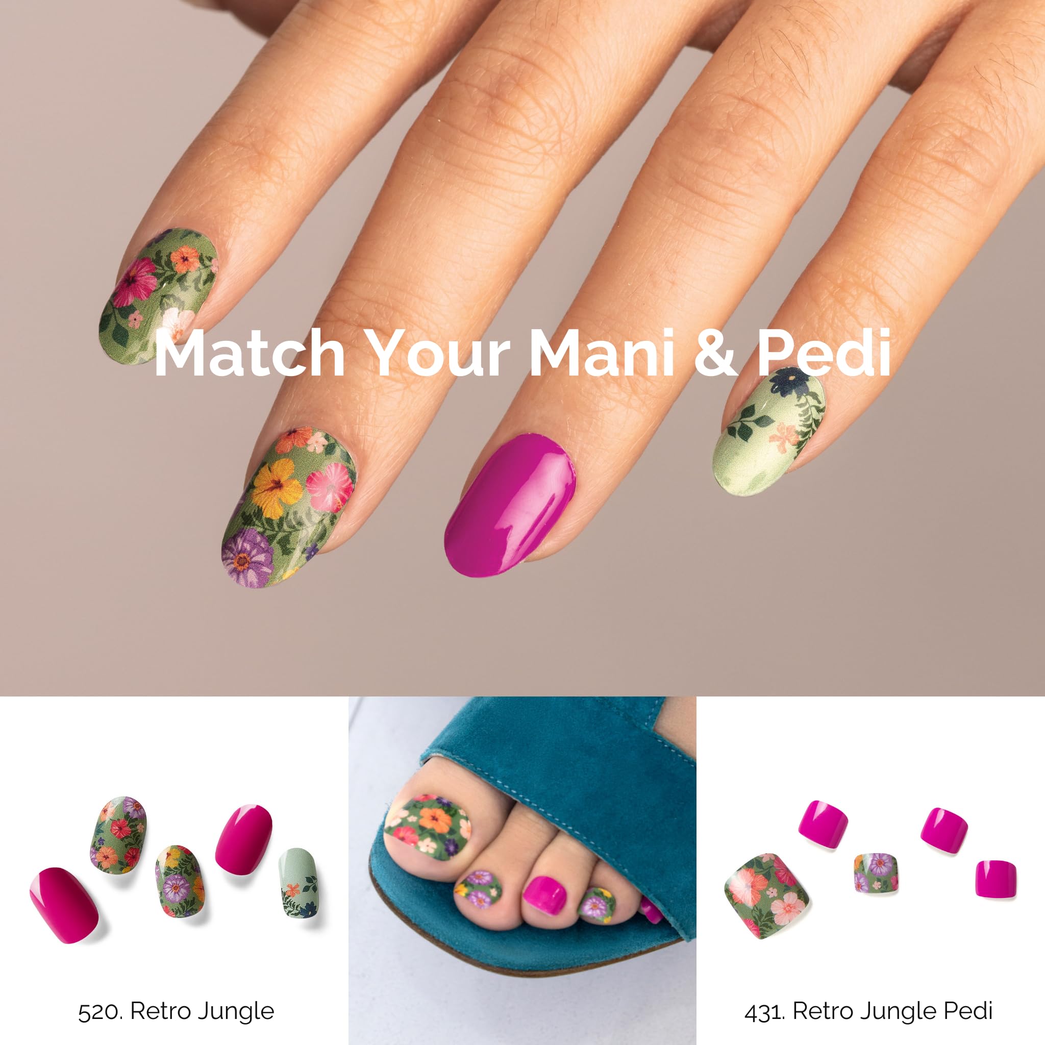 NAILOG Semi Cured Gel Nail Strips, Toe Nail Polish Strips with Glossy Gel Finishing, Retro Jungle - Image 4