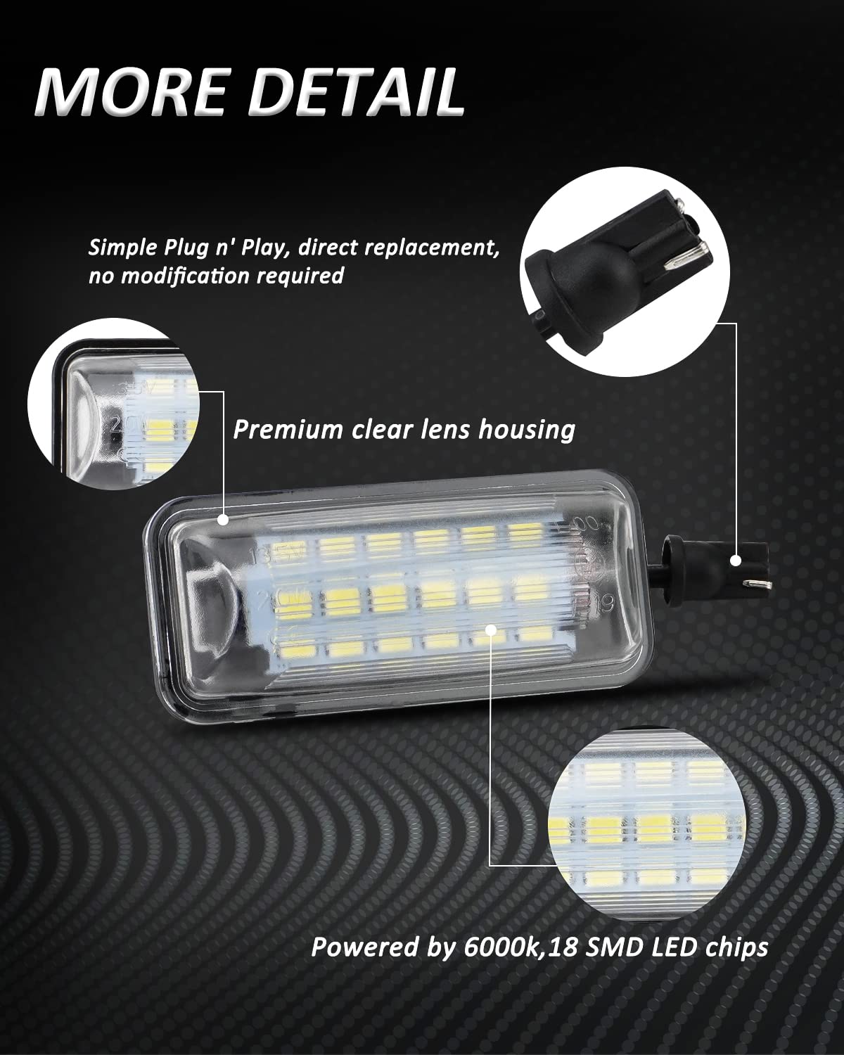 Bestview LED License Plate Light Tag Lamp Assembly - Tag Light Compatible with Subaru Impreza WRX STI XV Crosstrek BRZ Legacy Ascent Outback Forester Scion FR-S Toyota 86, 6000K White Pack of 2