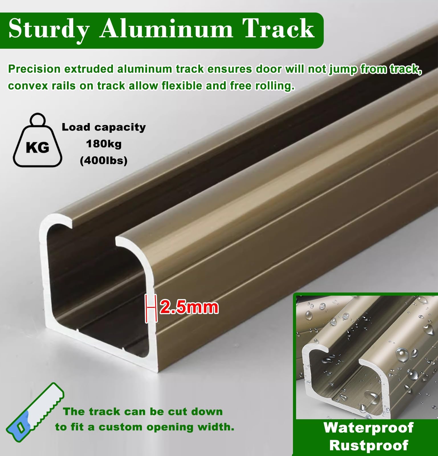 Zestaw Drzwi Przesuwnych Zestaw Wymiennych Elementów Do Prowadnic Drzwi Przesuwnych Do Szafy Z Górnym Mocowaniem, Aluminiowa Szyna Z Cichym, Podwójnym Kółkiem(Silver,208cm(82in))