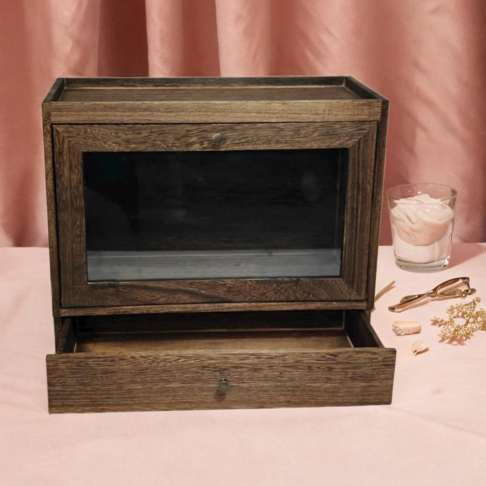 Organisateur de Maquillage, Tiroir de Rangement pour Cosmétiques En Bois avec Couvercle En Acrylique Transparent, Anti-poussière et Robuste, Idéal Com, Brun
