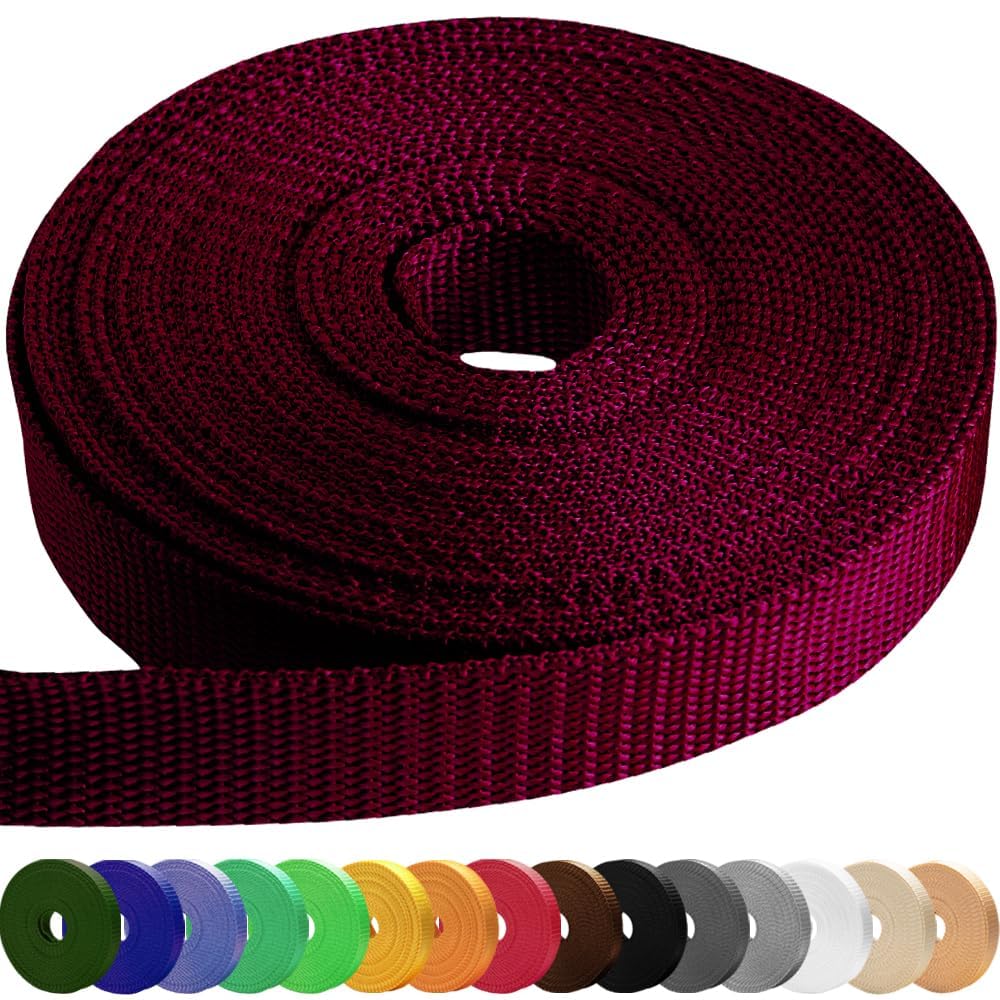 TECEUM 3/4" & 5/8" & 1" & 1.5" & 2" Webbing – 10 25 50 Yards – 40+ Colors – Heavy Duty 1 Inch 1.5 Inch 2 Inch Backpack Straps – Webbing for Climbing