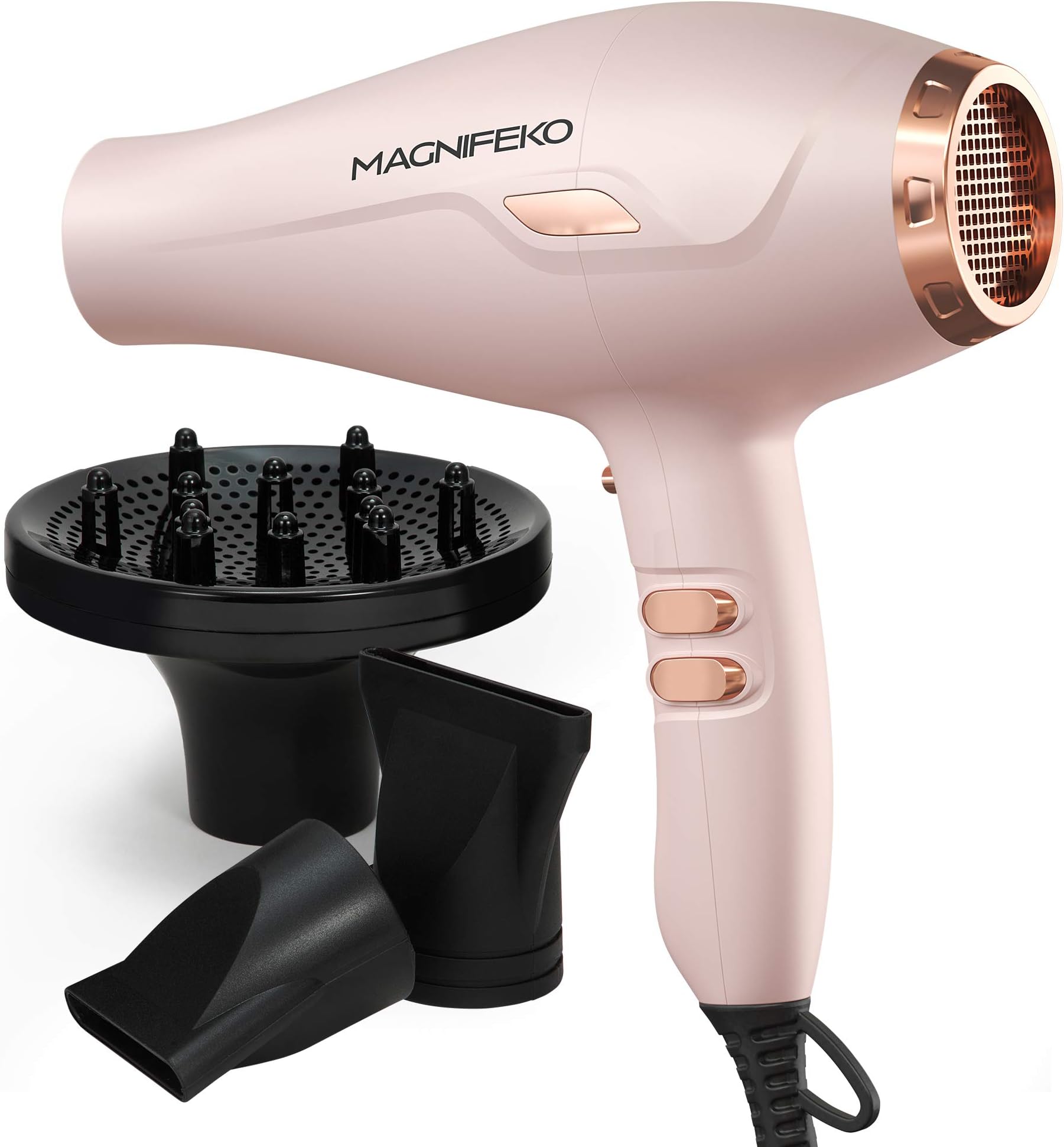 1875W Professional Hair Dryer with Diffuser and Ionic Conditioning - Powerful, Fast Hairdryer Blow Dryer(Pink)