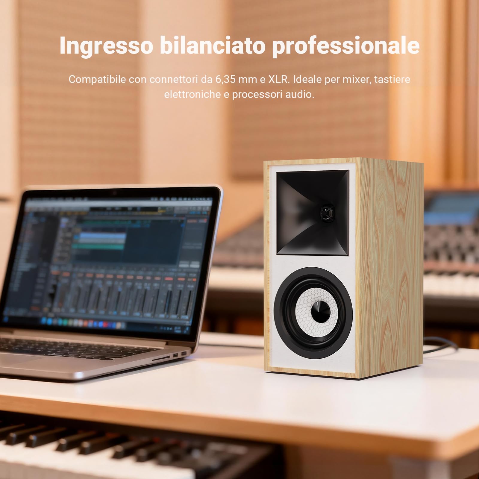 AIYIMA S4000 Altoparlante da scaffale attivo 2.1, 80W RMS Casse Monitor da Studio con Woofer 4", Bluetooth 5.0, Ingressi XLR & RCA, Uscita Subwoofer, per PC, Home Theater e Studio