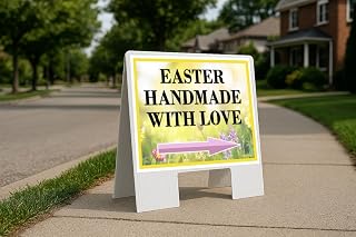 Easter Handmade With Love Spring Flowers Yellow Field Directional Arrows A-Frame Double Sided 23x23 in. sign