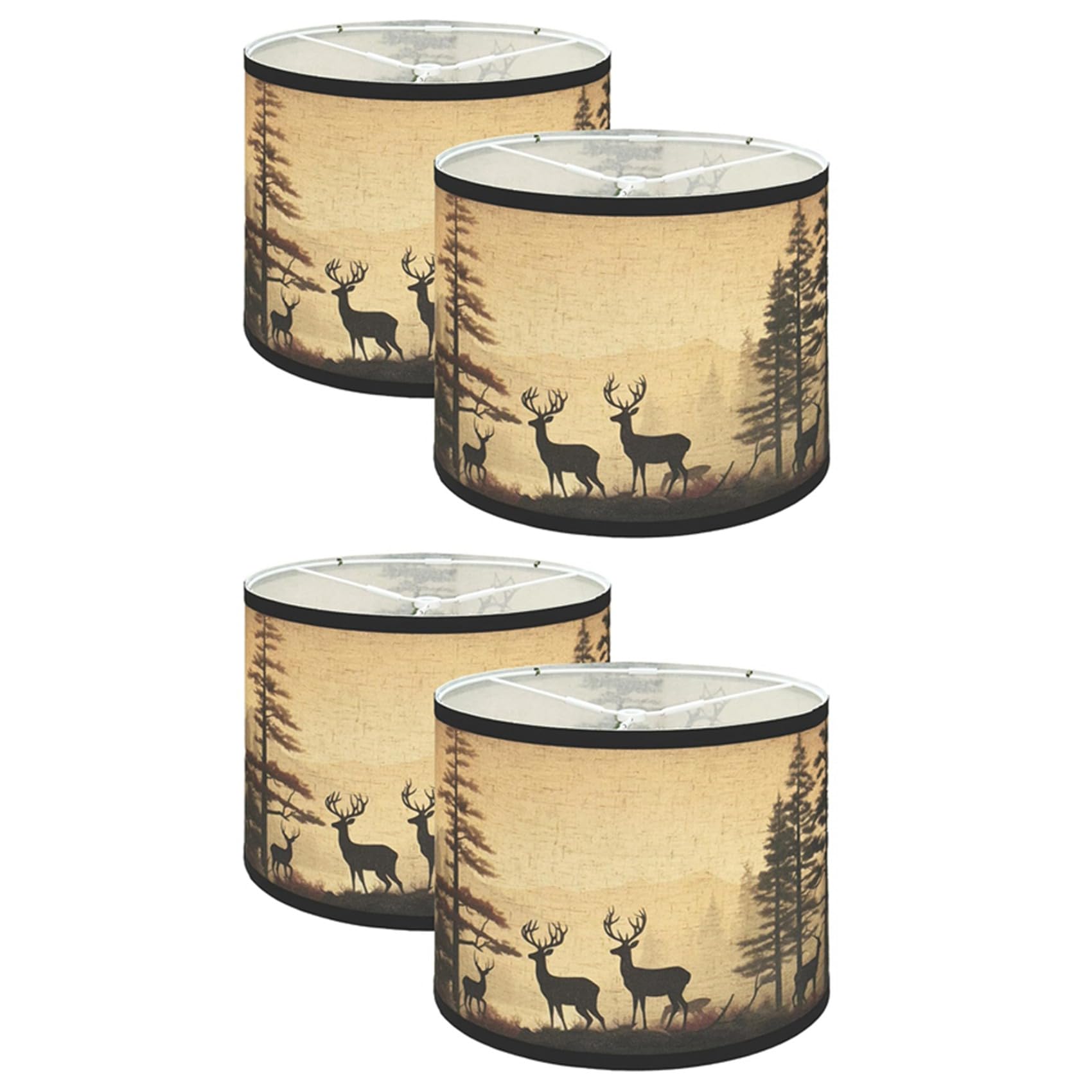 Vjsujehgy Lamp Shades Set of 4,Fabric Lampshades with Deers for Table Lamps,Floor Lamps,Replacement Lampshades